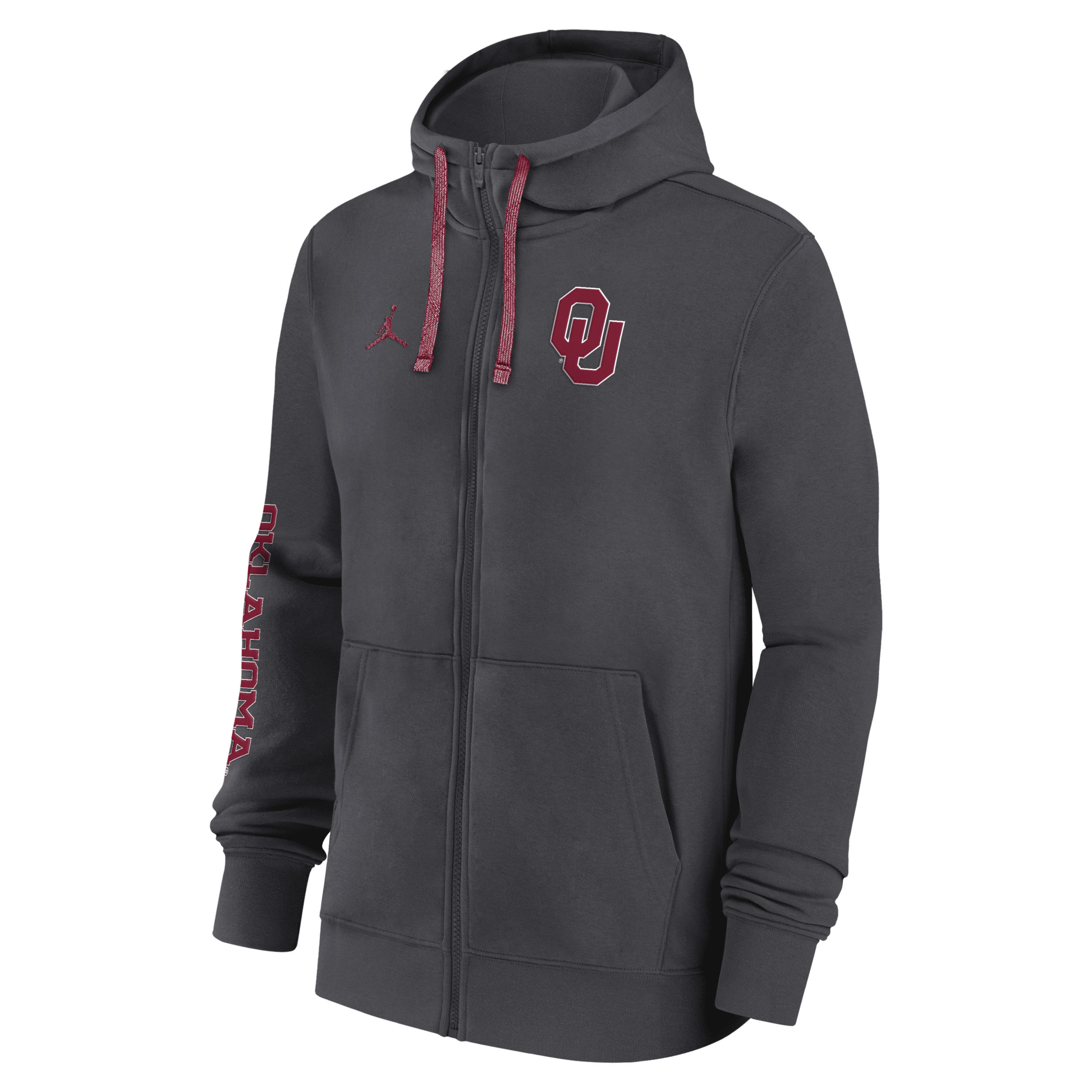 JORDAN MEN'S OKLAHOMA SOONERS SIDELINE TEAM ISSUE COLLEGE FULL-ZIP HOODIE 1015709751