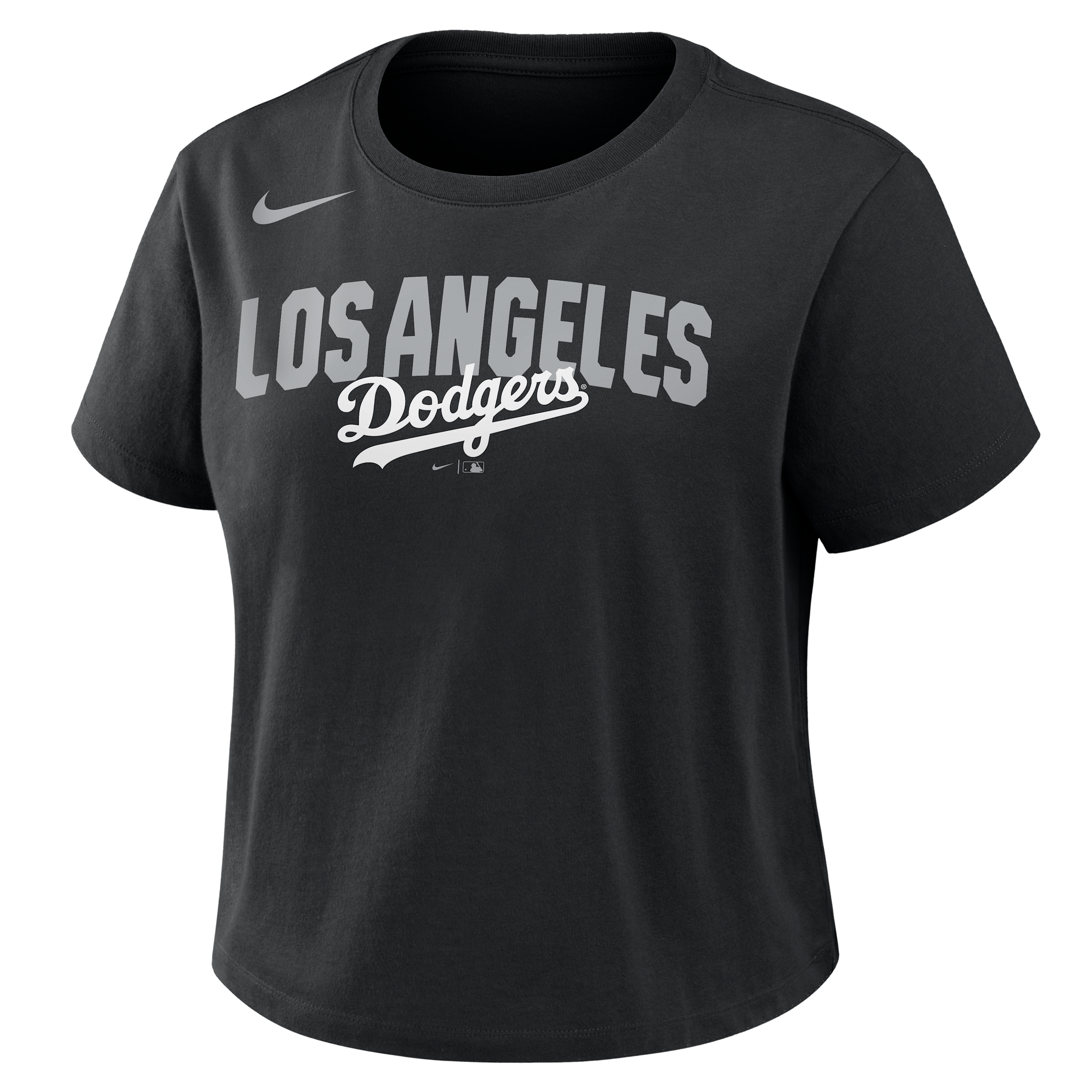 Los Angeles Dodgers Mod Nike Women's MLB Cropped T-Shirt in Black | 048600ALD-QHU