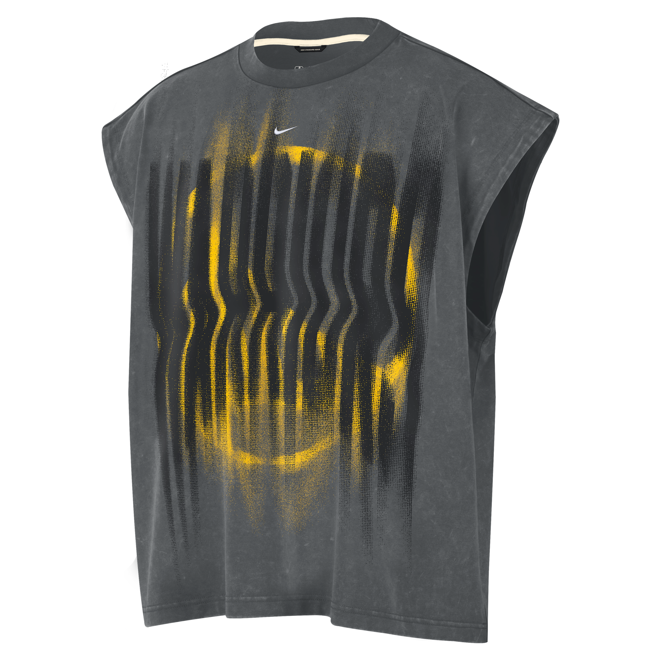 Nike Men's Charcoal/ White Golden State Warriors Pregame Sleveless Icon Tank T- Shirt - Charcoal, White