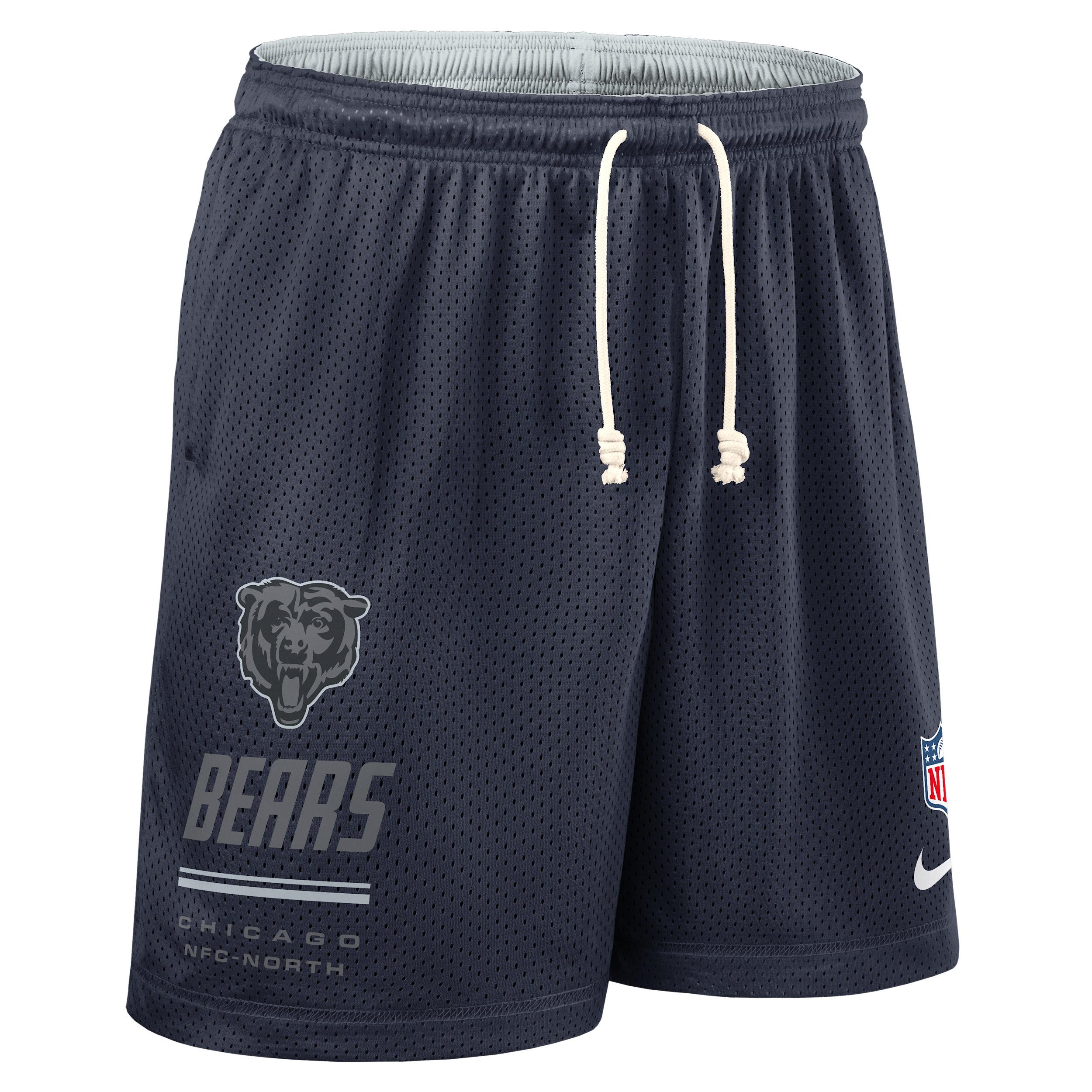 Nike Men's Navy/Platinum Chicago Bears Sideline Standard Issue Dri-fit Reversible Shorts - Navy, Platinum