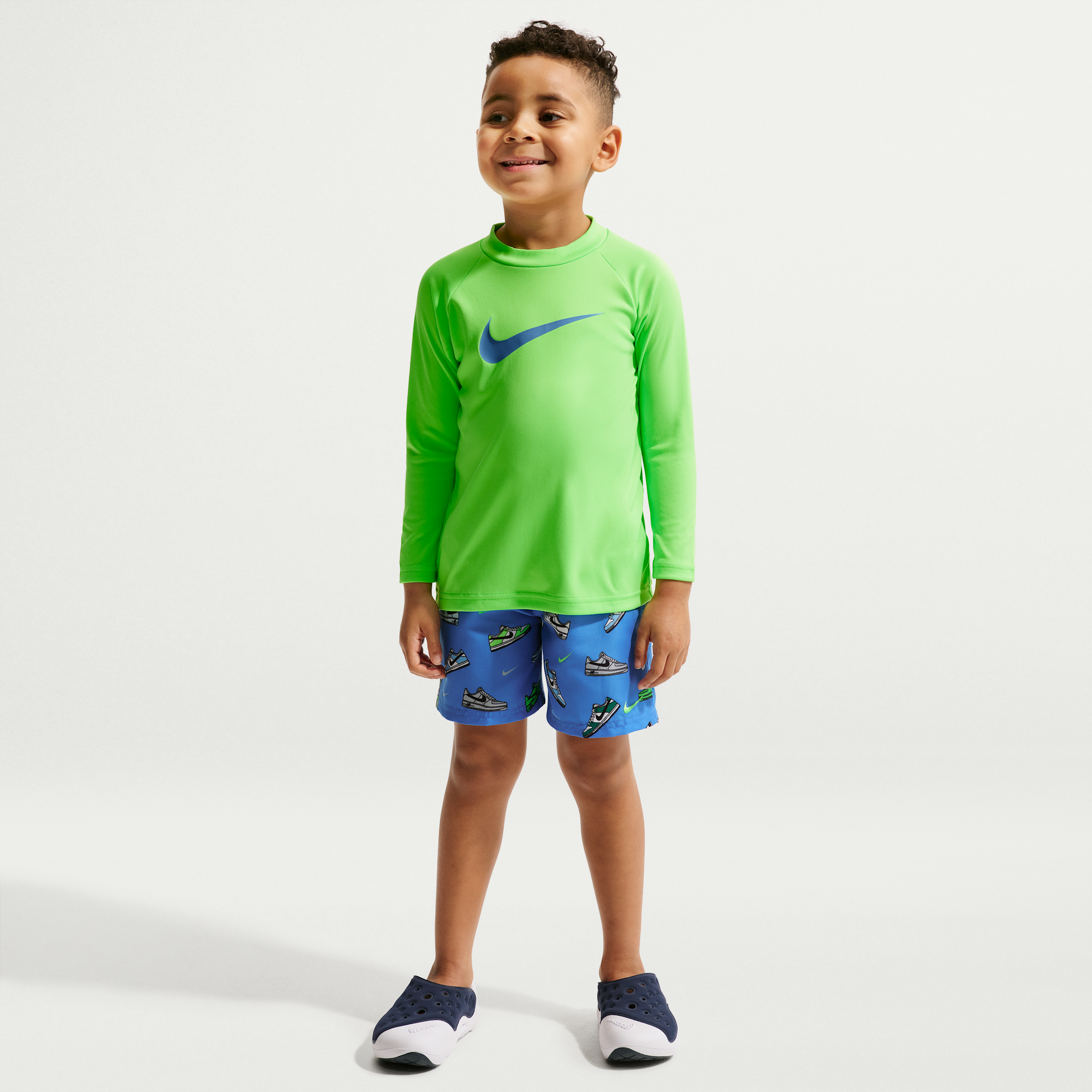 Nike Swim Little Kids' (Boys') Long Sleeve Top & Short Set in Blue | NESSG872-434