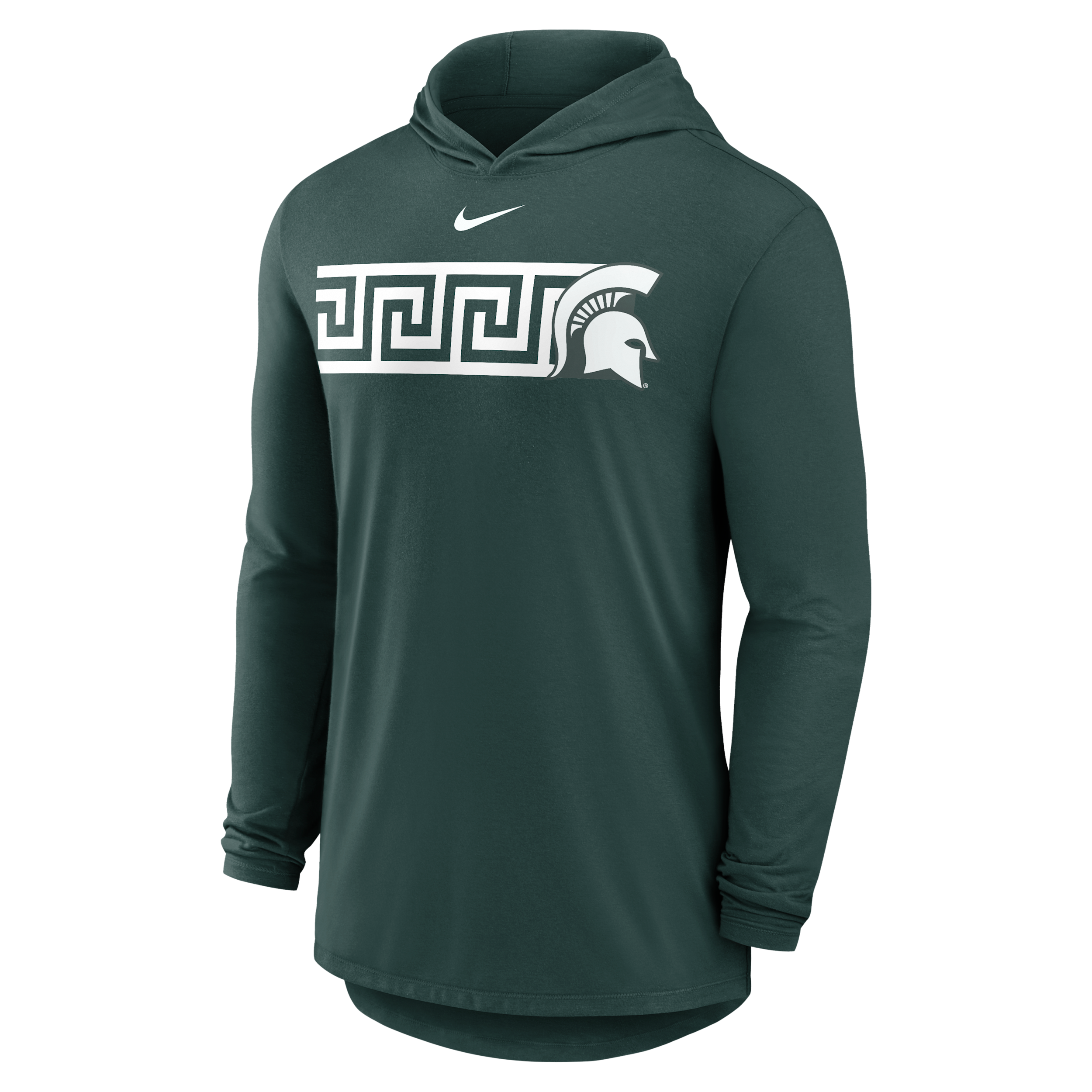 Michigan State Primetime Pattern Nike Men's Dri-FIT College Long-Sleeve Hooded T-Shirt in Green | 01NB3EYMST-CZH