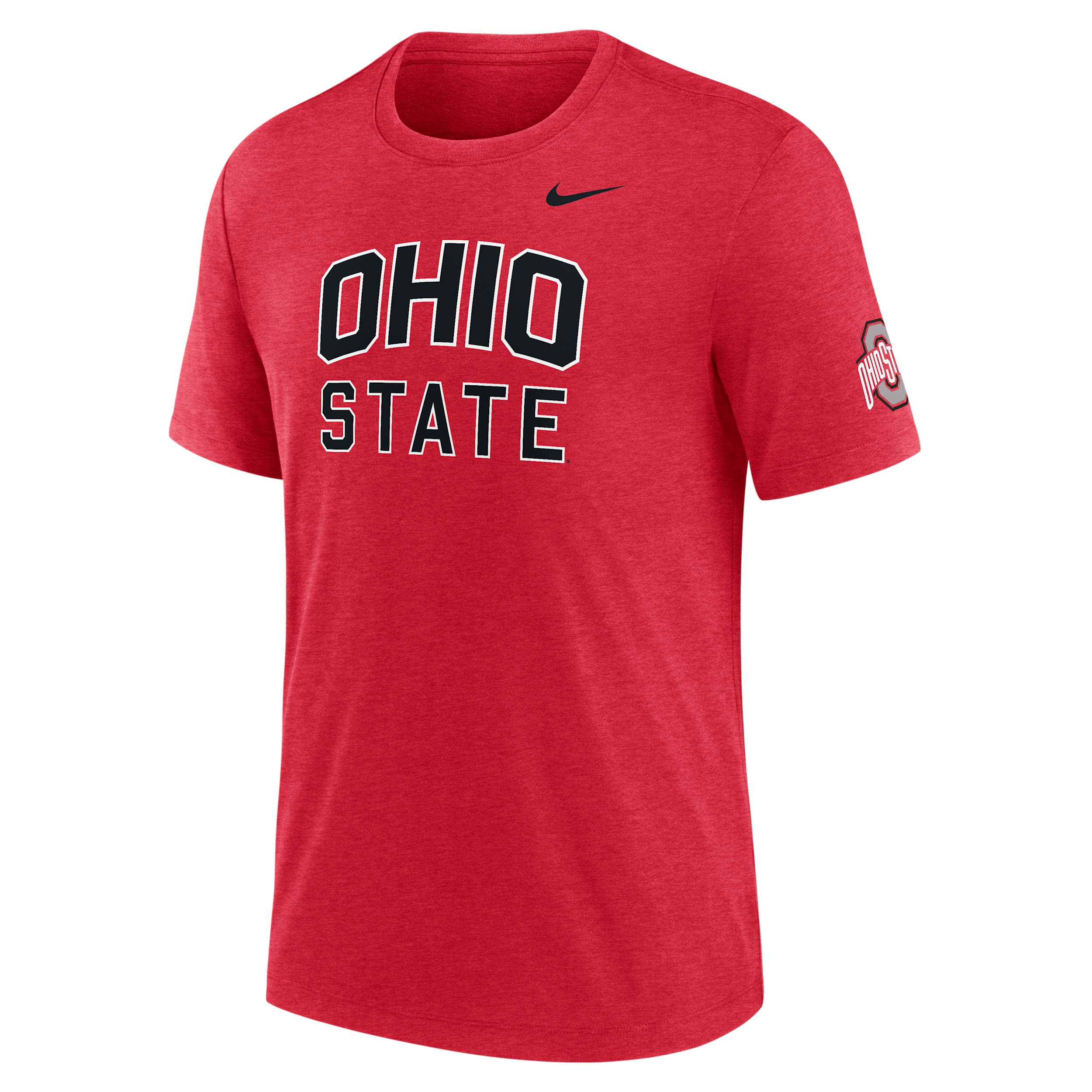 Nike Heather Scarlet Ohio State Buckeyes Campus Collegiate Block Tri-blend T-shirt In Red