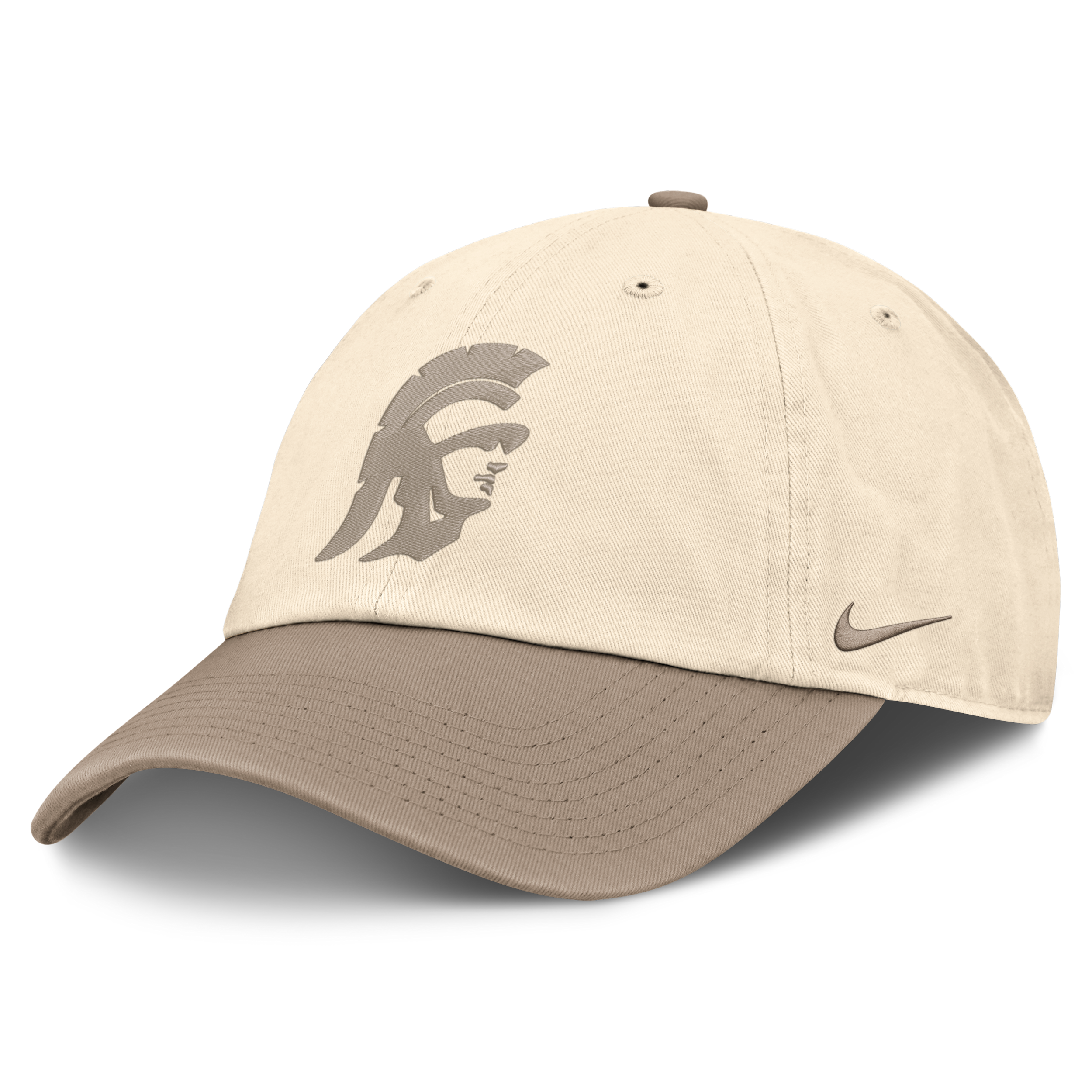 Nike Usc Trojans Primetime 2-Tone Club Curved Bill Low Crown Adjustable Baseball Cap - Natural, Khaki