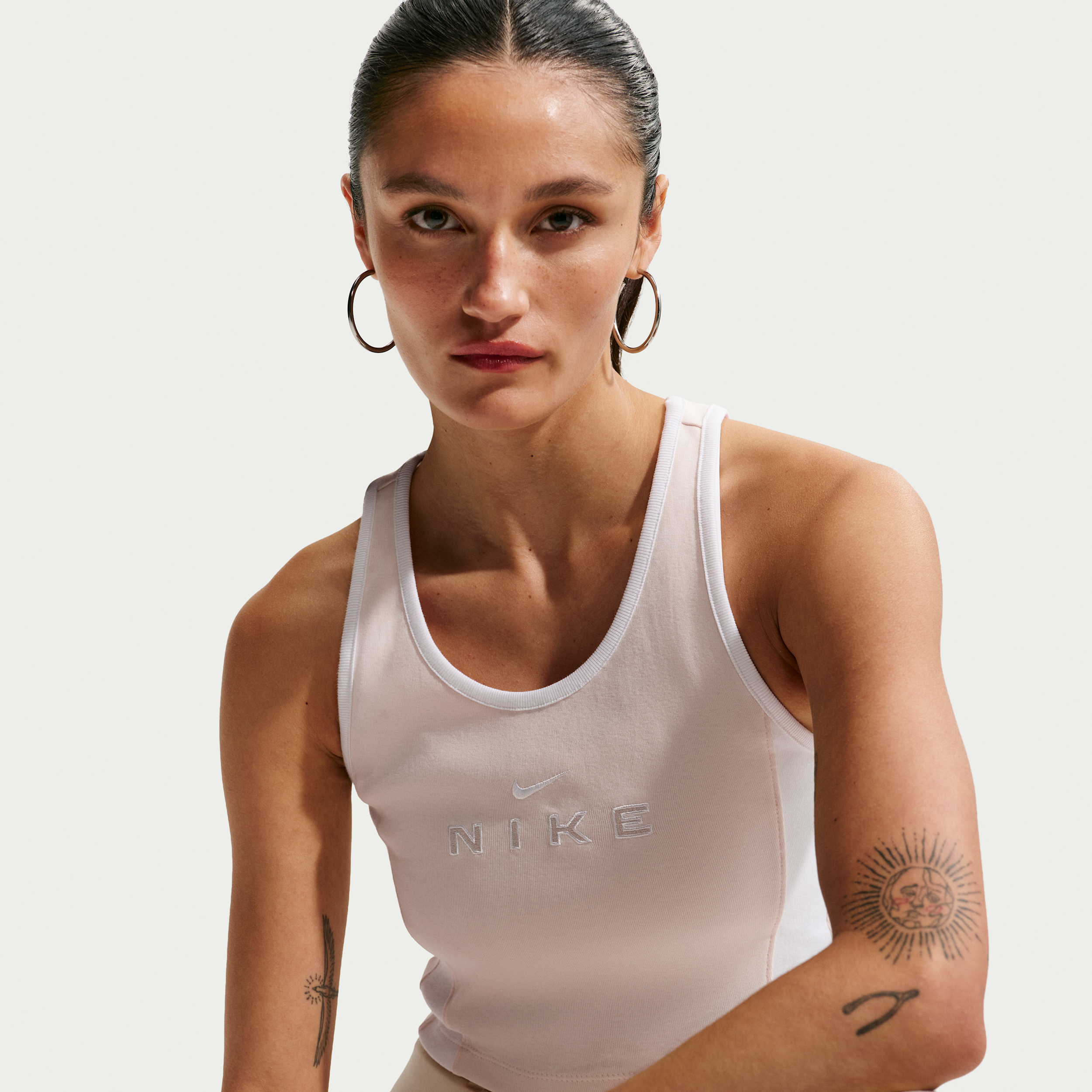 Women's Nike Sportswear Tight Graphic Tank Top in White | IF0552-103