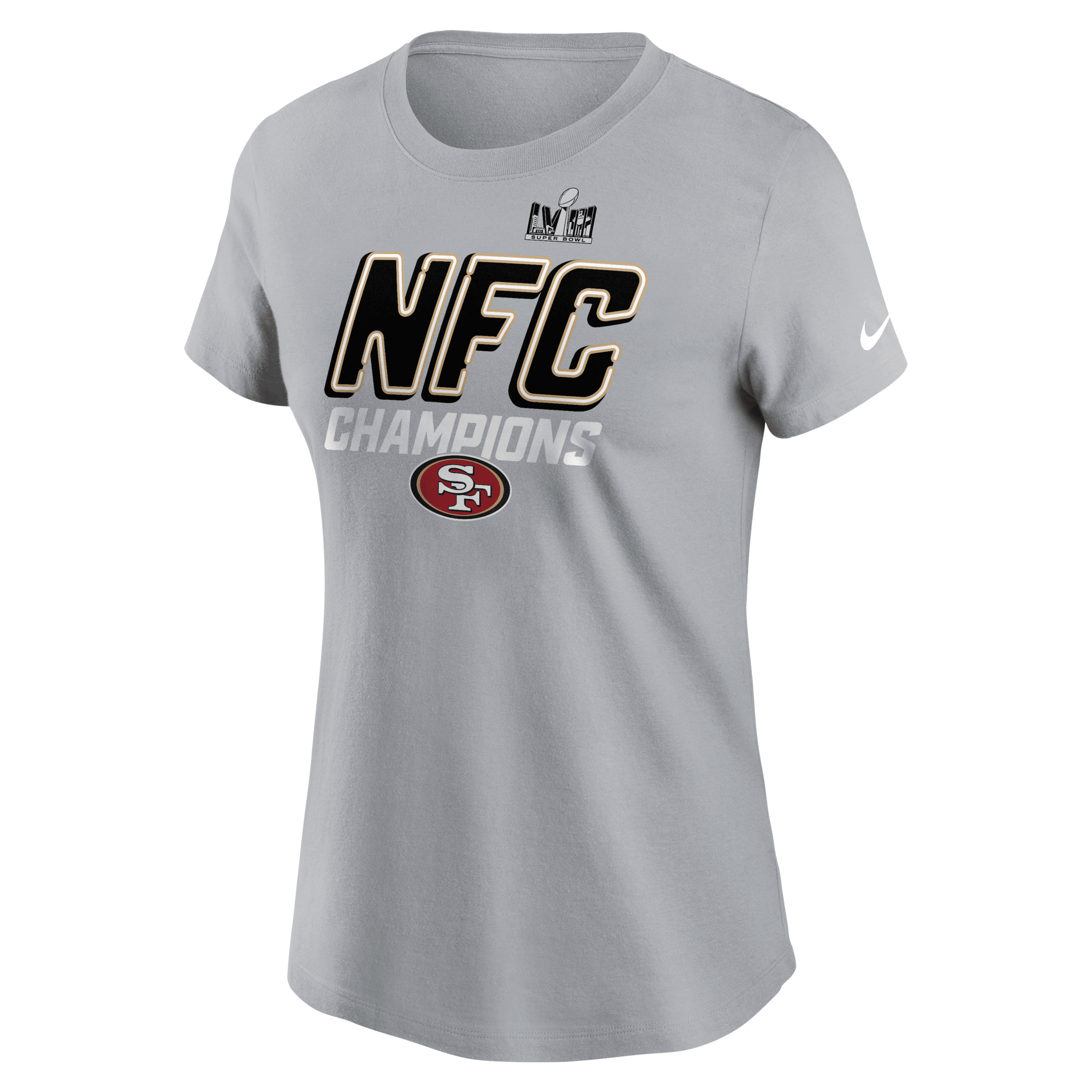 Shop Nike San Francisco 49ers 2023 Nfc Champions Iconic  Women's Nfl T-shirt In Grey