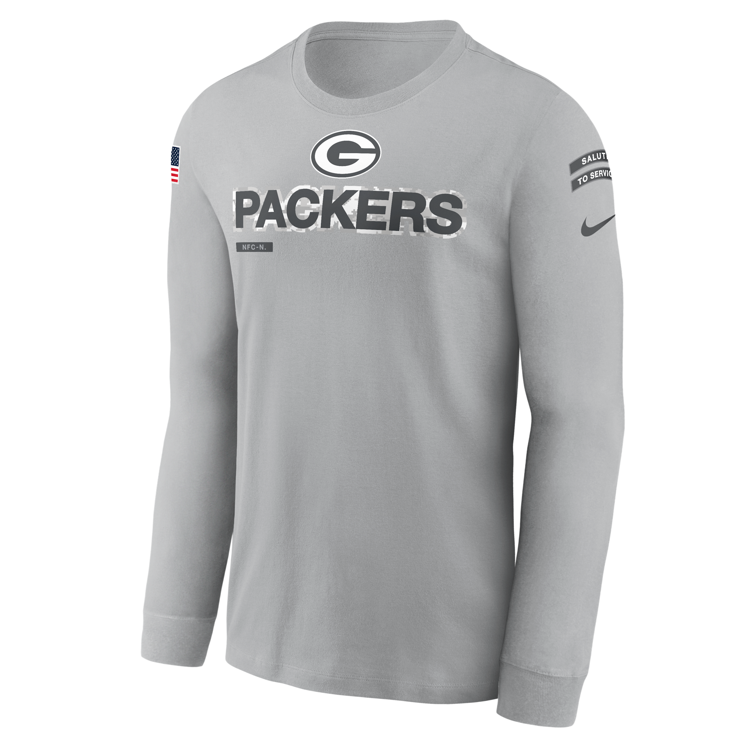 NIKE GREEN BAY PACKERS SALUTE TO SERVICE MASCOT EDGE LEGEND  MEN'S NFL LONG-SLEEVE T-SHIRT
