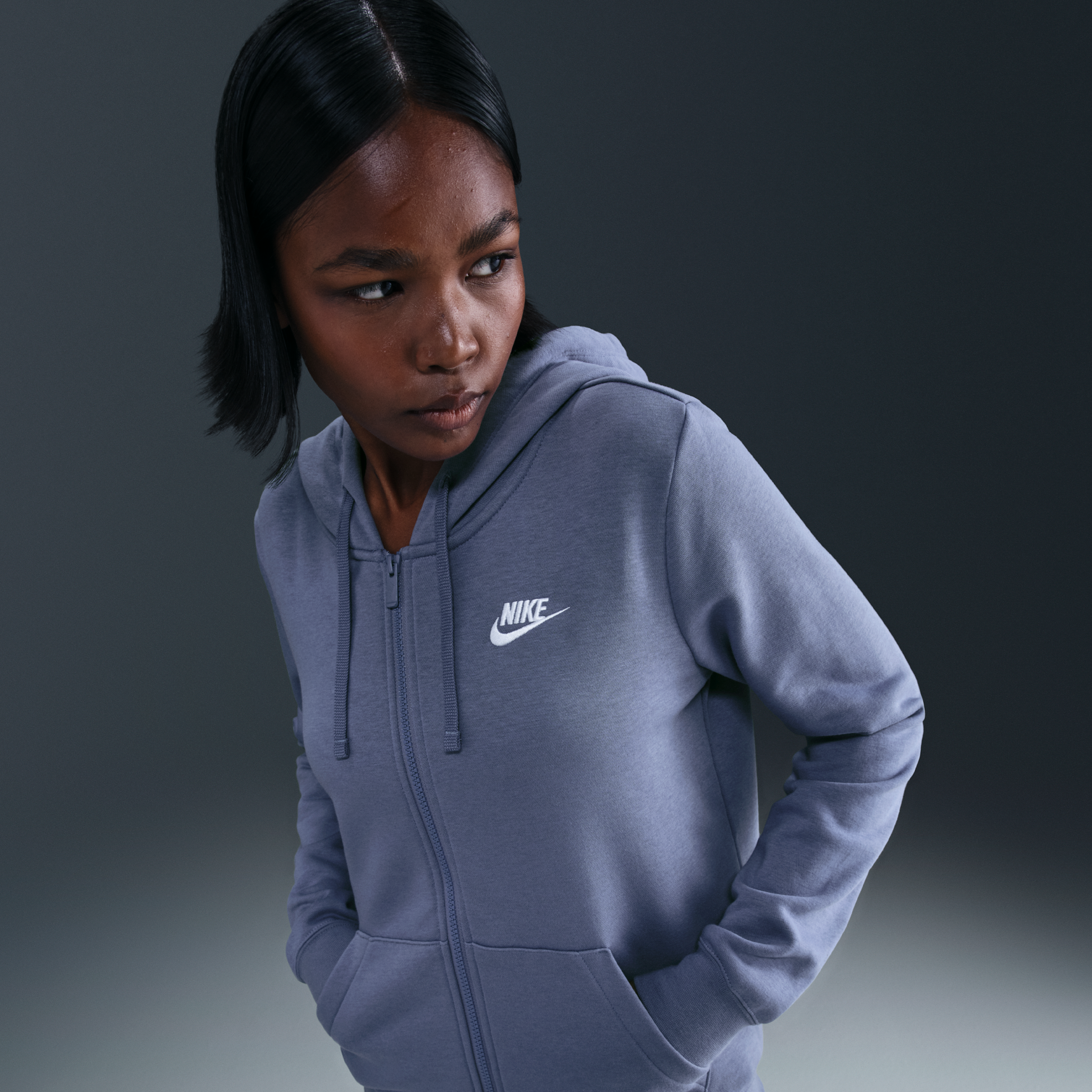 Nike Women's  Sportswear Club Fleece Full-zip Hoodie In Blue