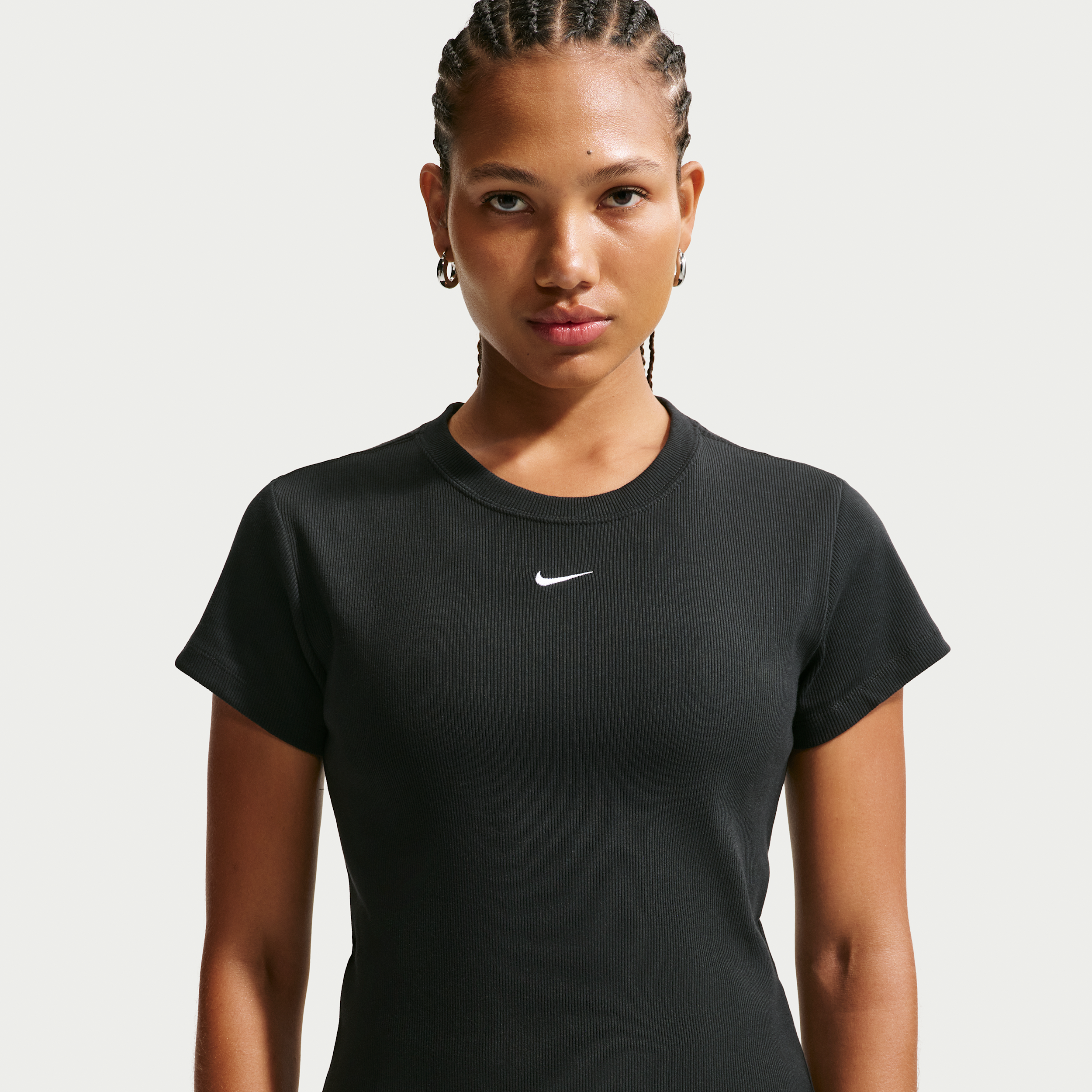 Women's Nike Sportswear Tight Ribbed Short-Sleeve T-Shirt in Black | HV4994-010