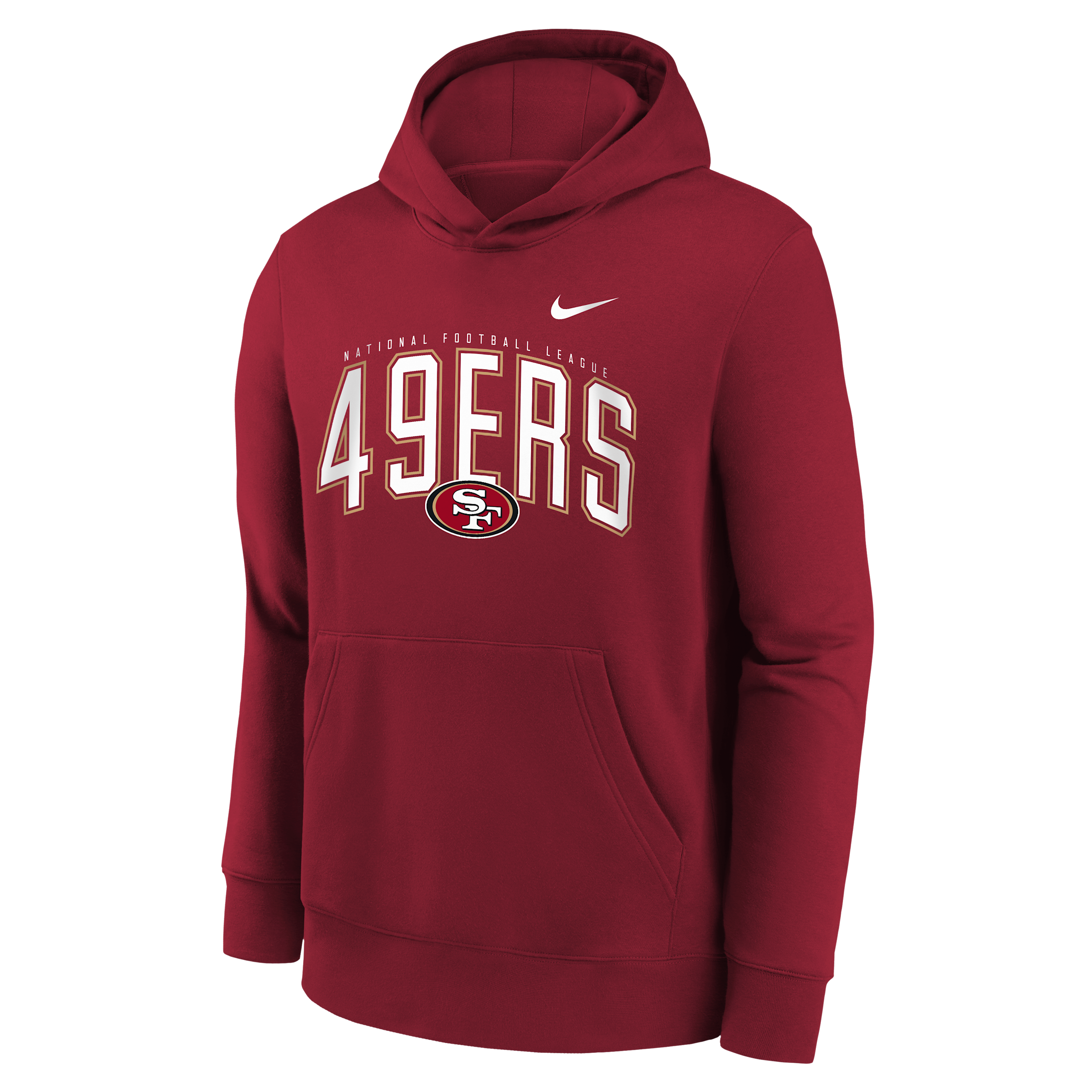 San Francisco 49ers Essentials Club Logo Arch Big Kids' Nike NFL Pullover Crew in Red | Z1B7NFQQ49R-NCT