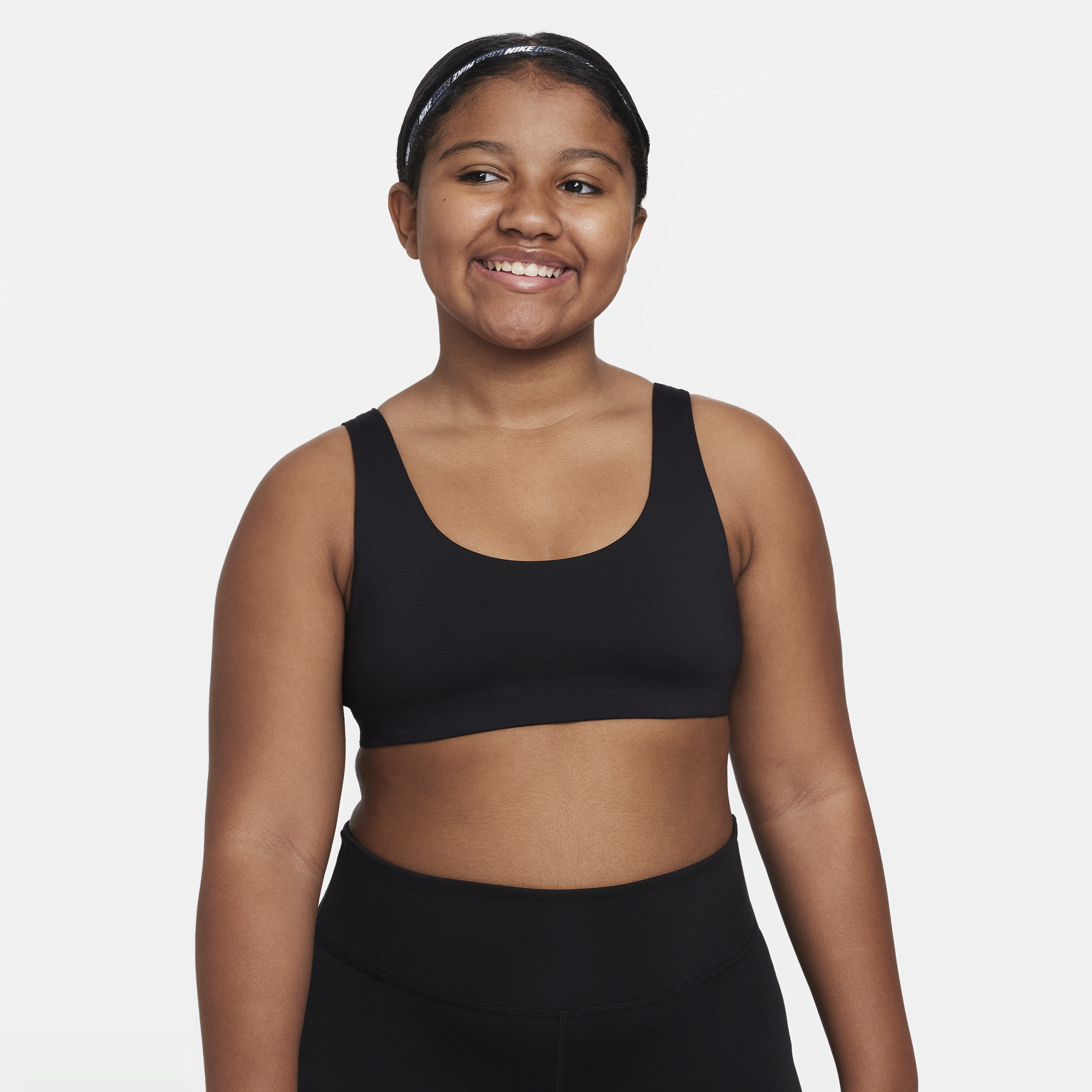 Nike Dri-fit Alate All U Big Kids' (girls') Sports Bra (extended Size) In Black