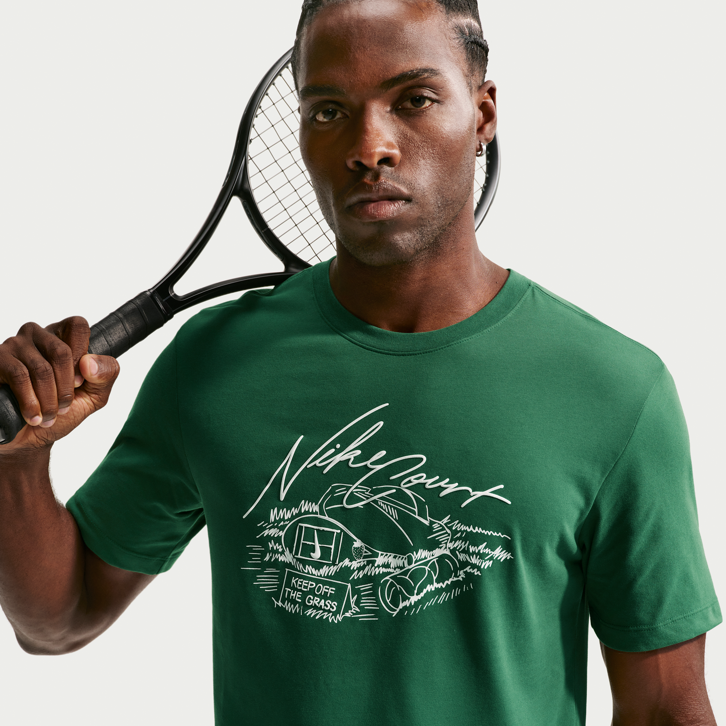 Nike Men's Court Dri-FIT Graphic Tennis T-Shirt, Large, Gorge Green