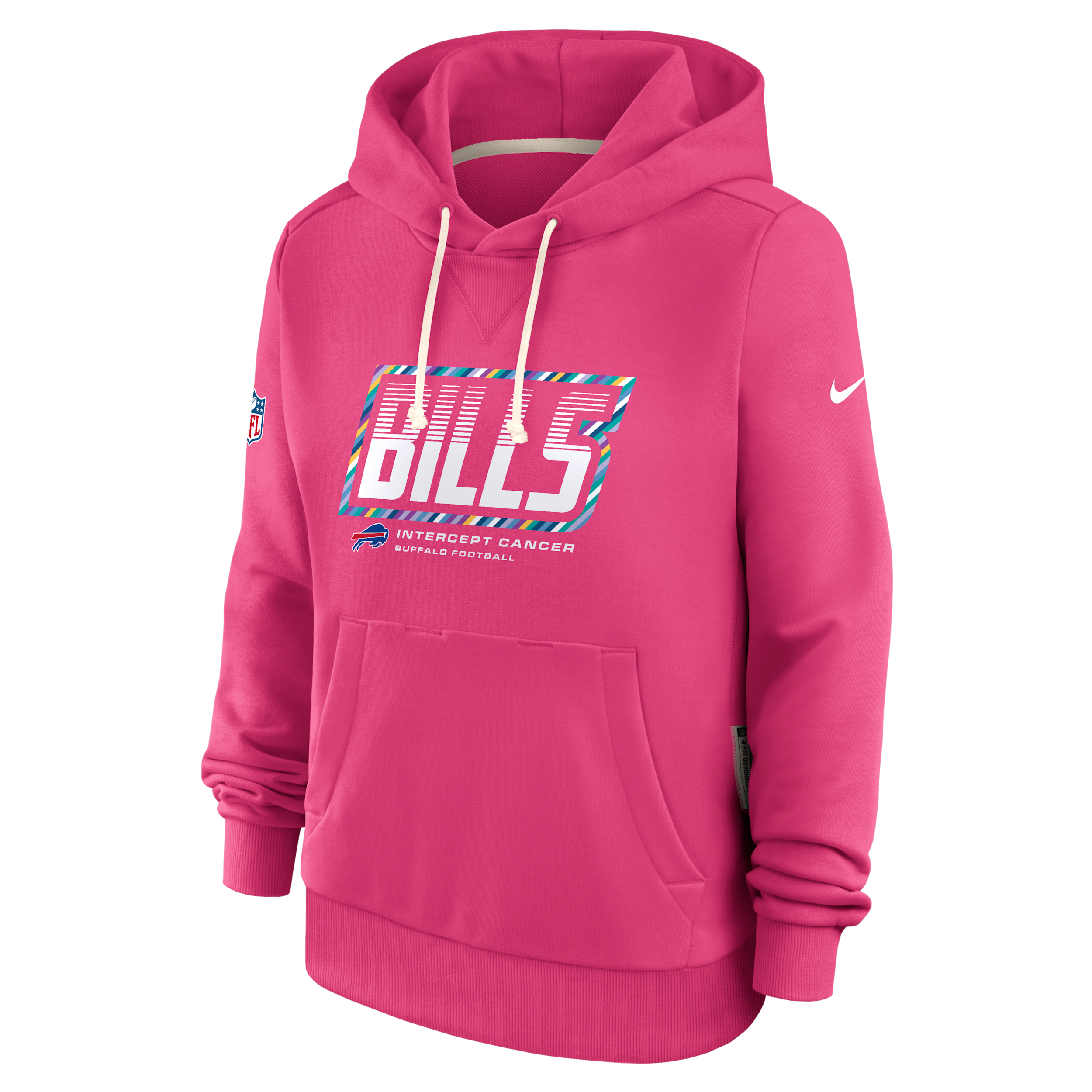 Buffalo Bills Crucial Catch Standard Issue Nike Women's Dri-FIT NFL Pullover Hoodie in Pink | 03C368XZU4-F9R