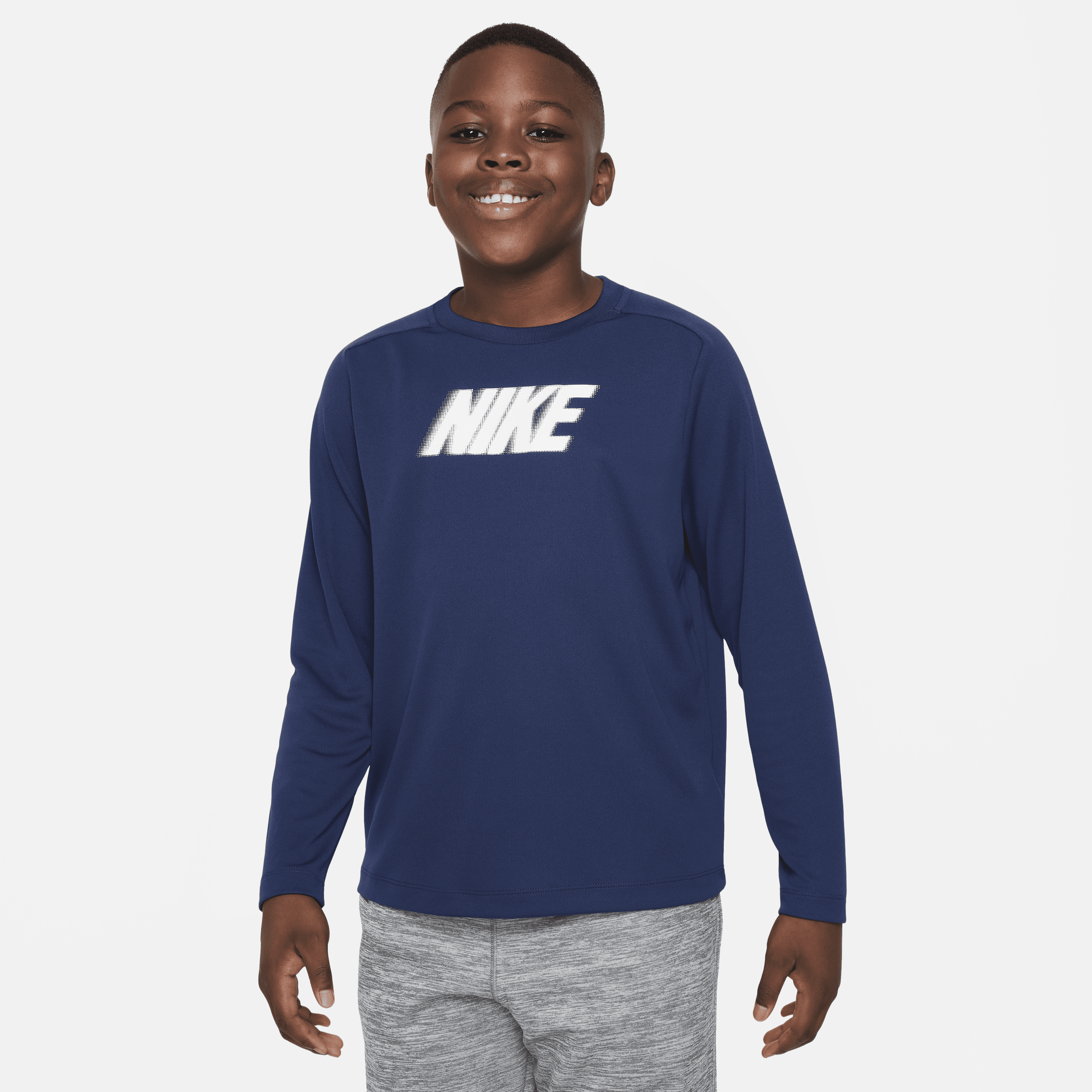 Nike Dri-fit Multi+ Big Kids' (boys') Long-sleeve Top (extended Size) In Blue