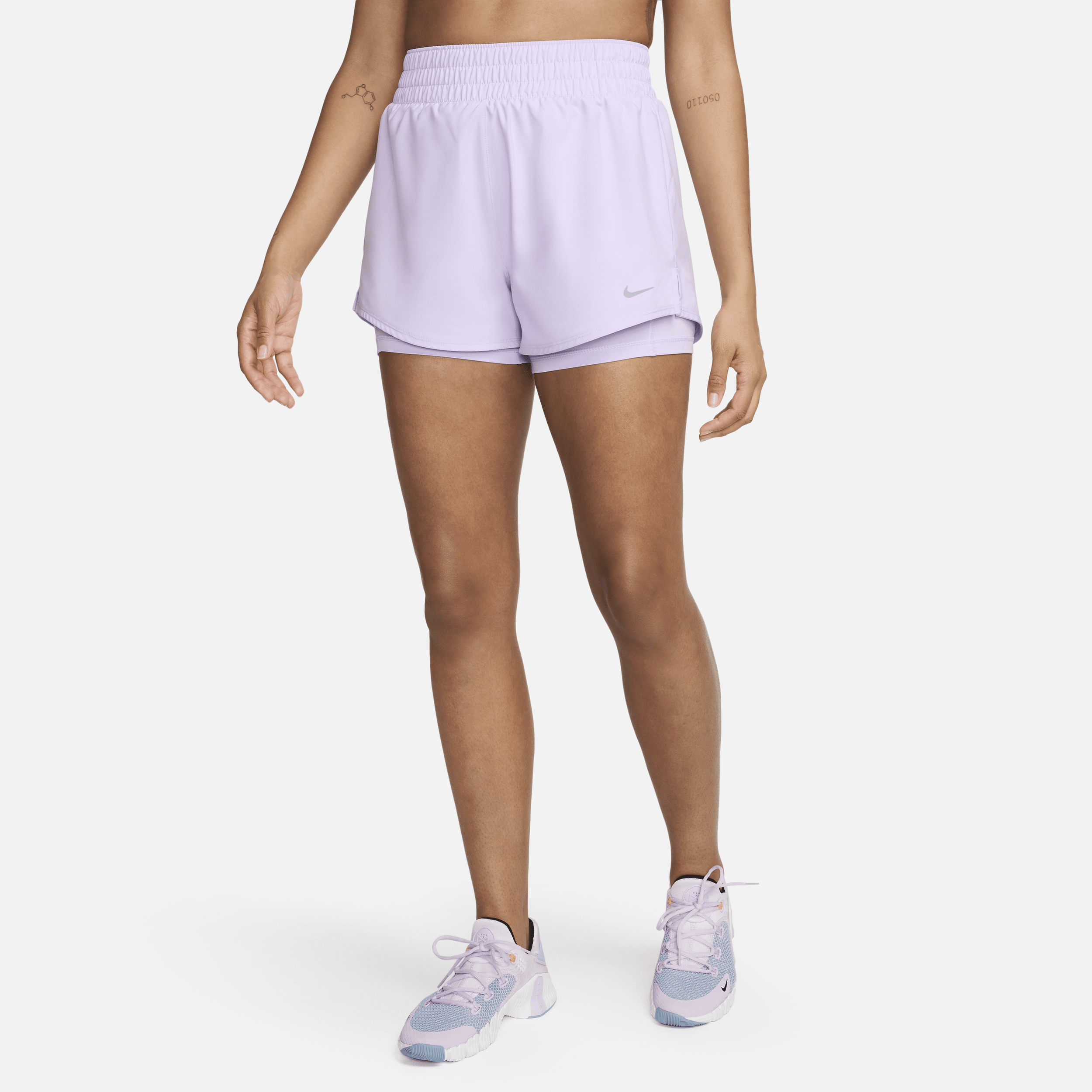 Shop Nike Women's One Dri-fit High-waisted 3" 2-in-1 Shorts In Purple
