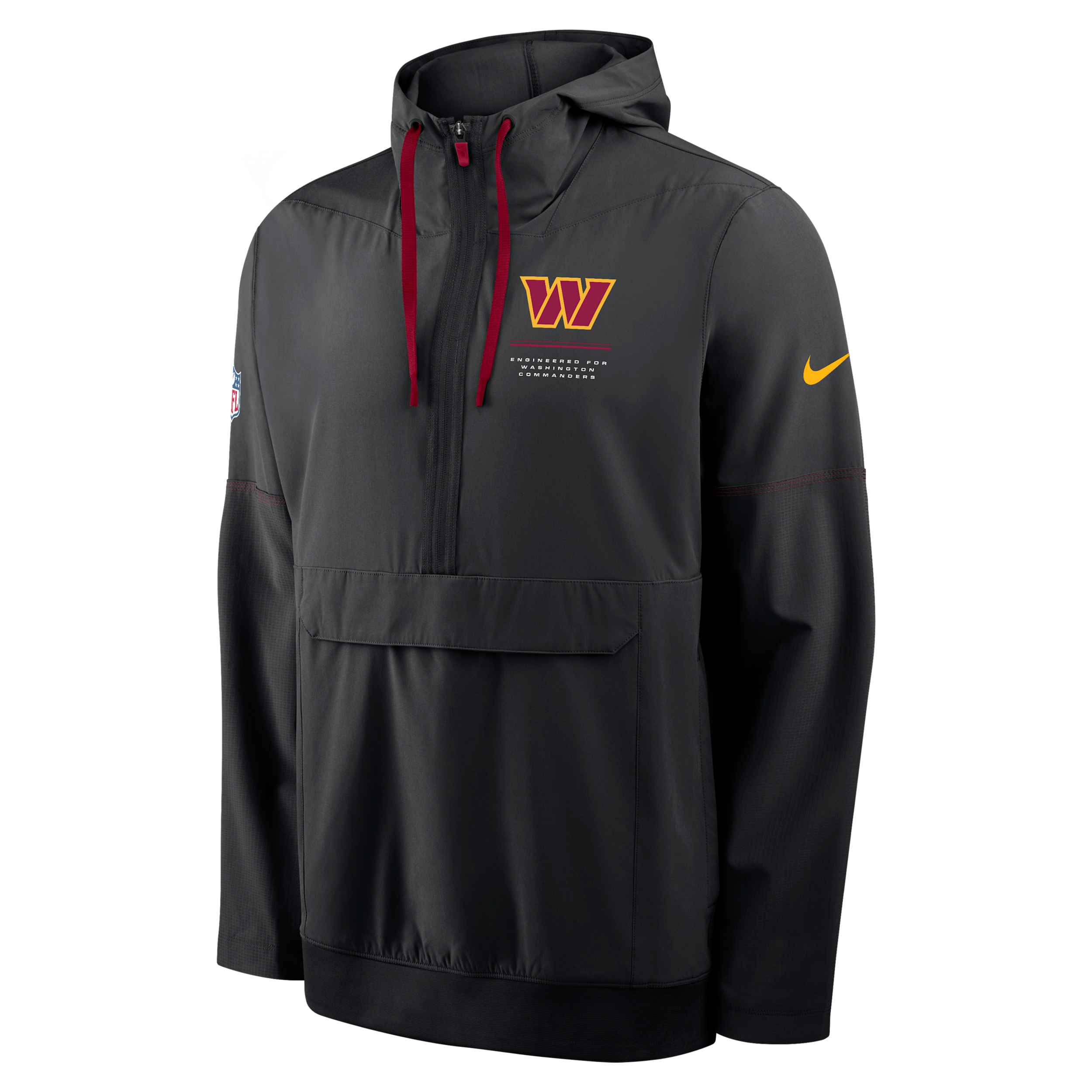 Washington Commanders Sideline Anorak Nike Men's NFL 1/2-Zip Hooded Jacket in Black | 03AT069Y9E-EKU