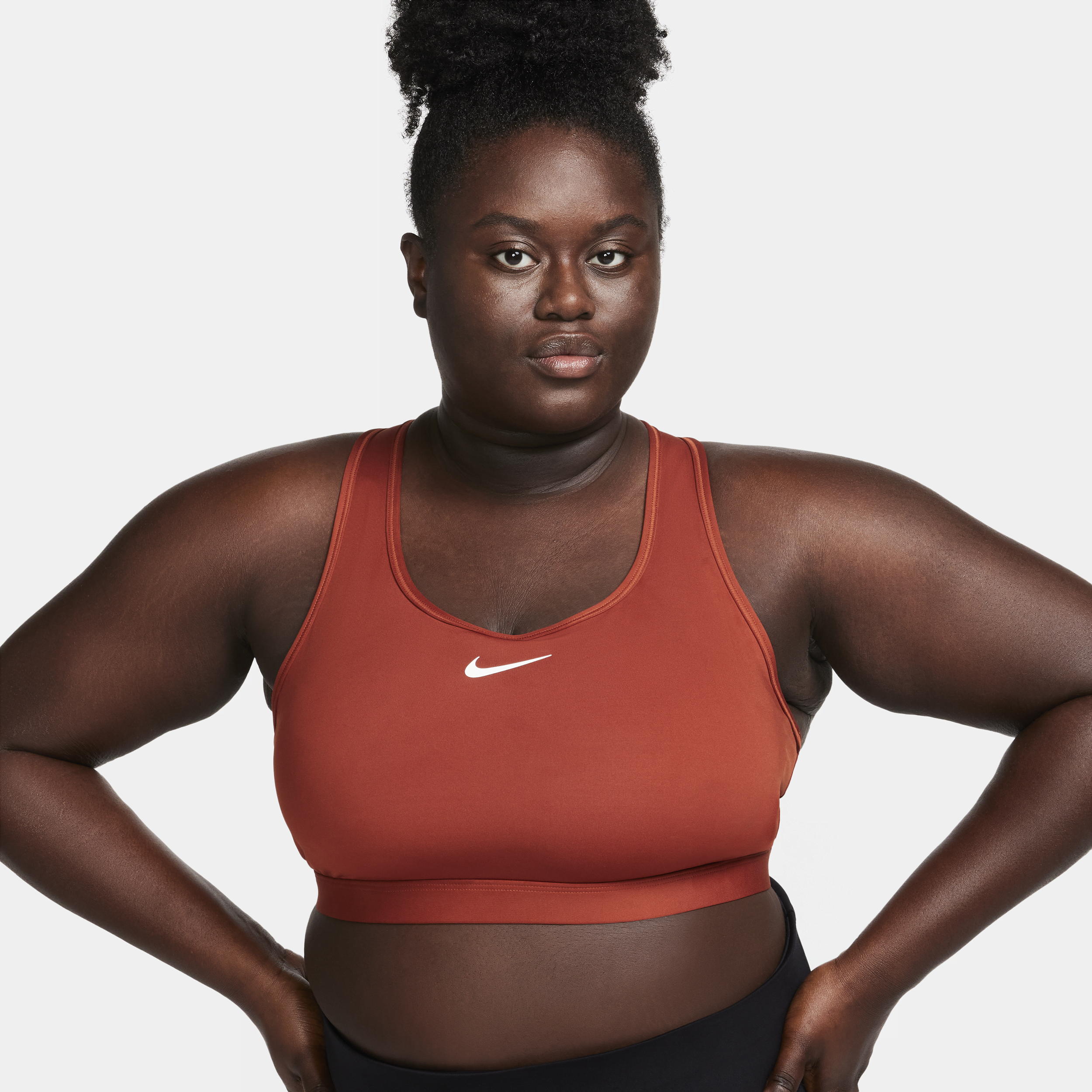 Nike Women's Swoosh Medium Support Padded Sports Bra (plus Size) In Orange