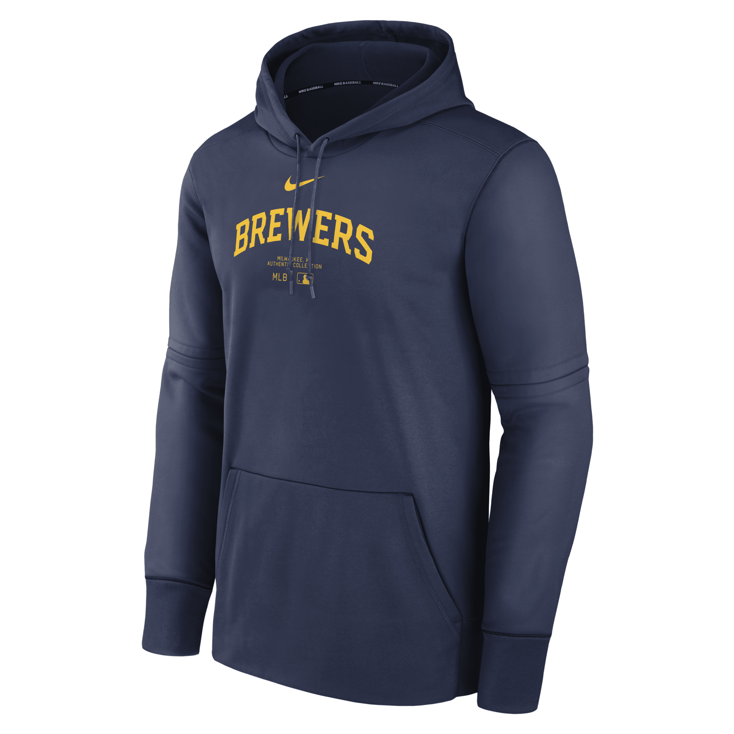 Nike Men's Milwaukee Brewers Authentic Collection Practice  Therma Mlb Pullover Hoodie In Blue