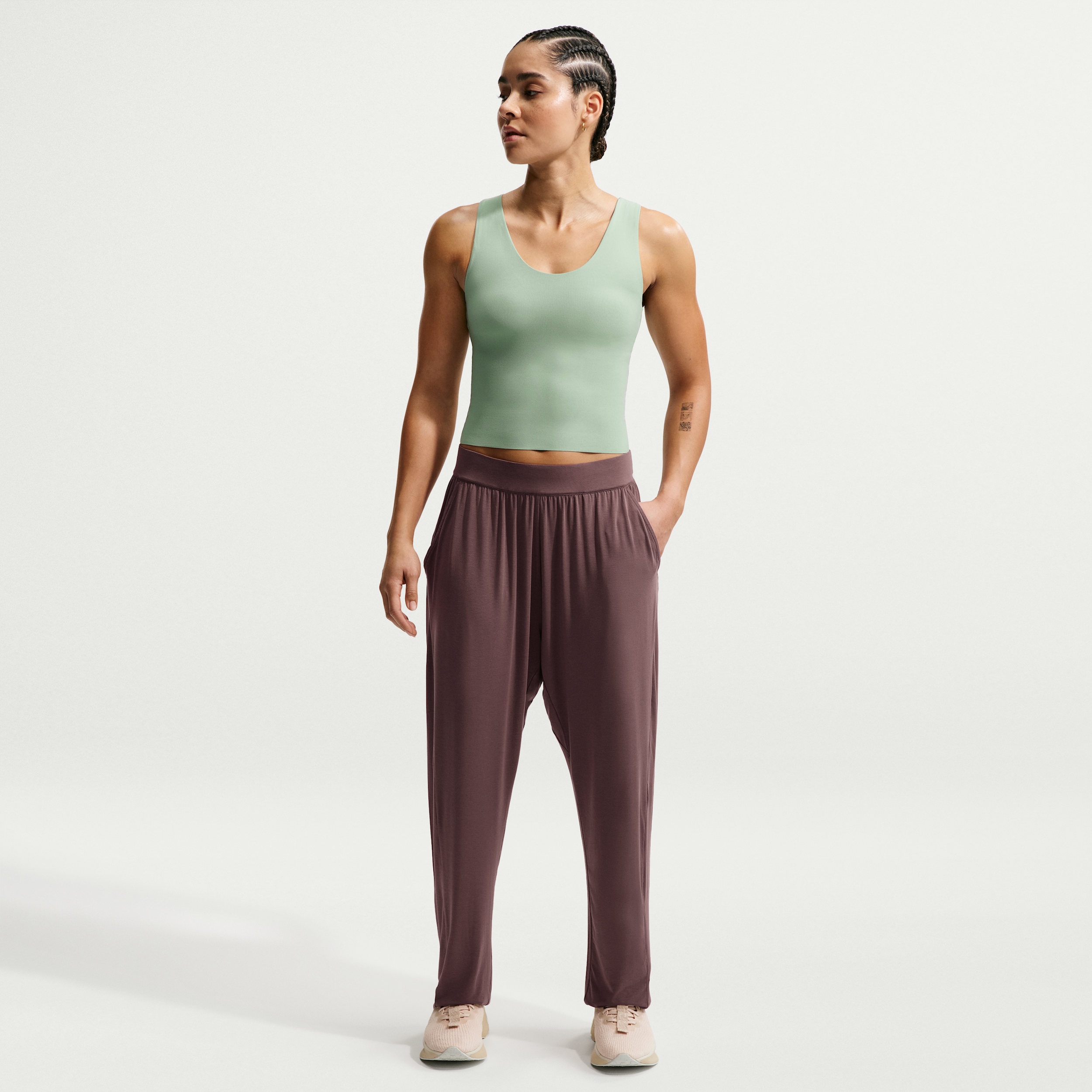 Nike Women's Zenvy Loose Mid-Rise Pants in Purple | IR1947-502