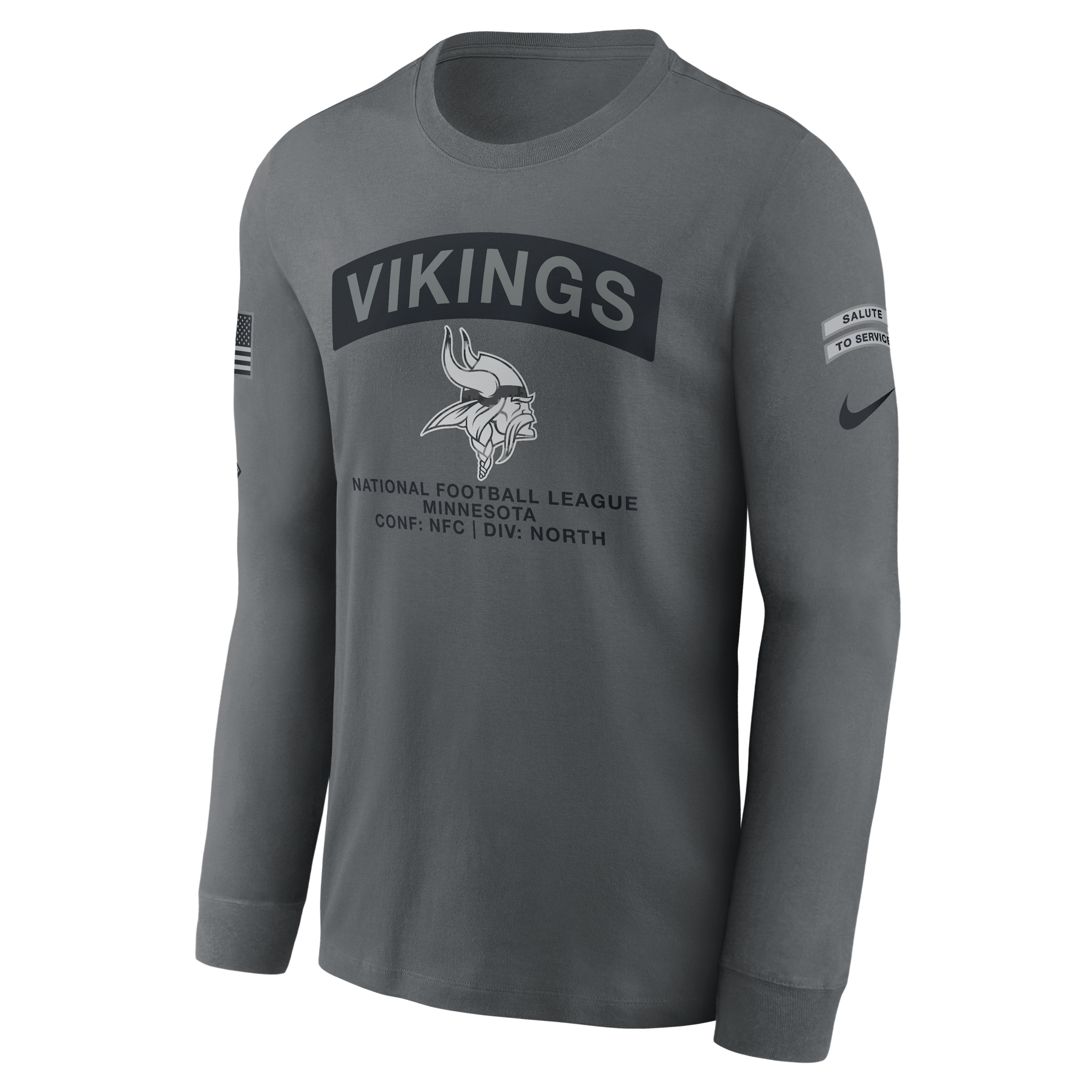 Minnesota Vikings Salute to Service Nike Men's NFL Long-Sleeve T-Shirt in Grey | NKAC0AIA2K-RFD