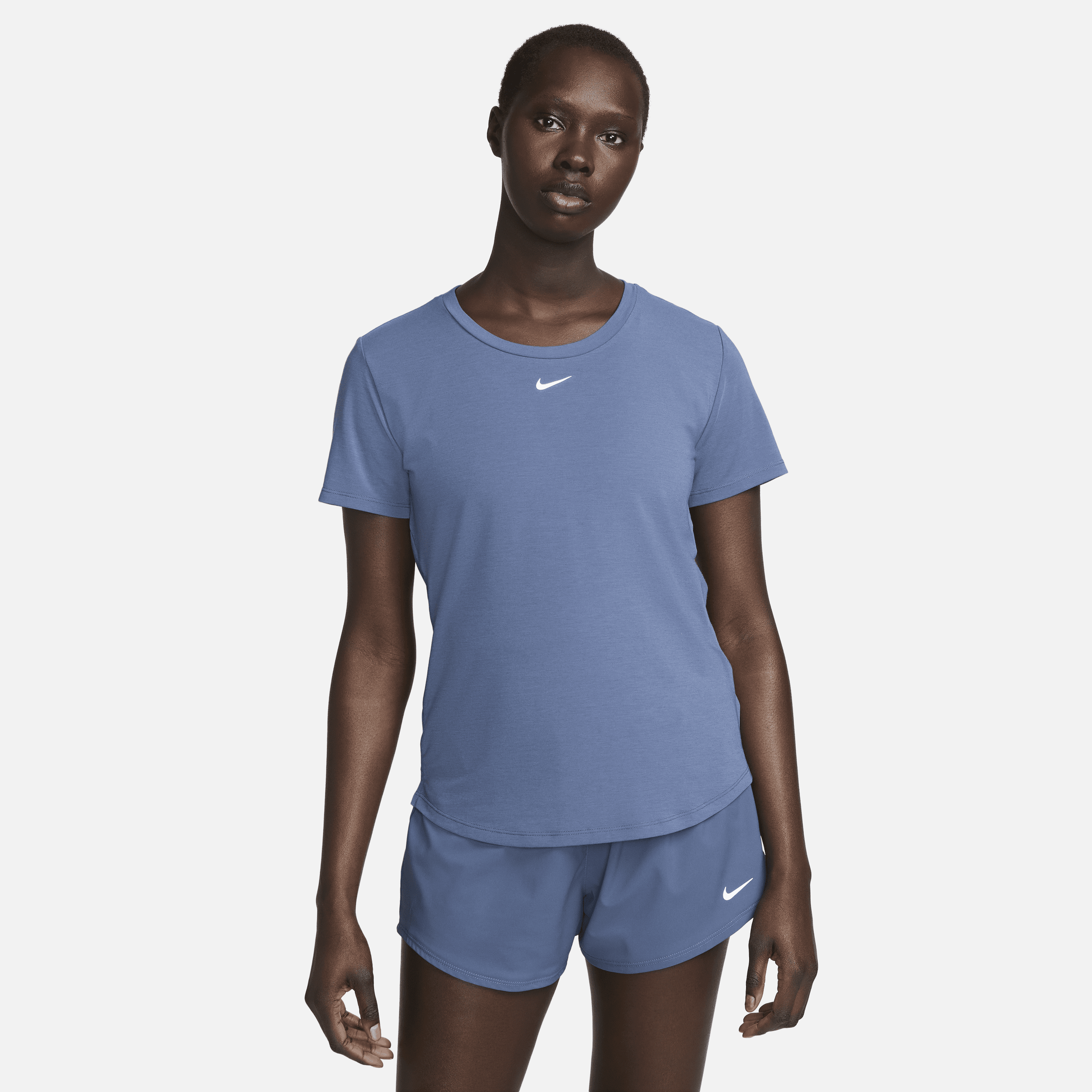 Nike Women's Dri-fit Uv One Luxe Standard Fit Short-sleeve Top In Blue