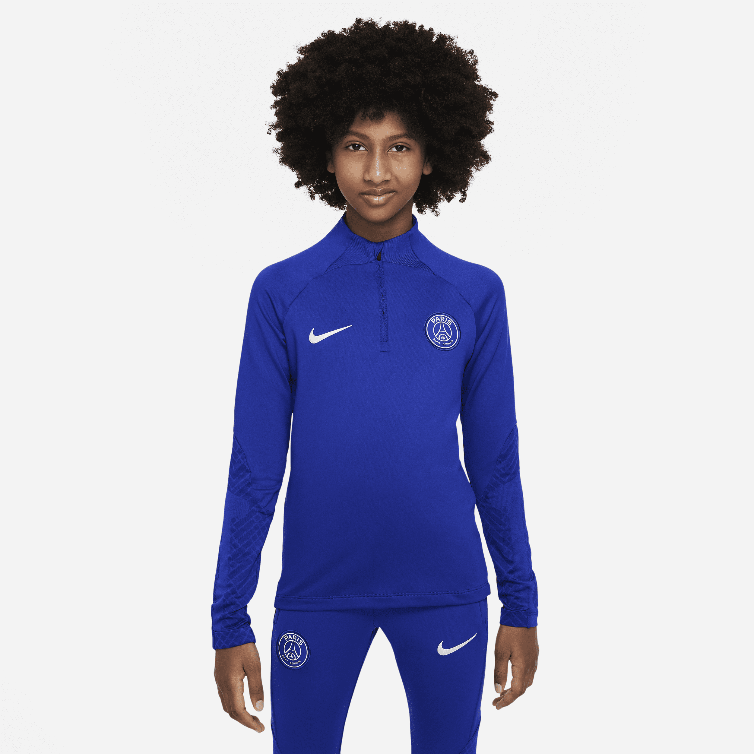 Nike Paris Saint-germain Strike Big Kids'  Dri-fit Knit Soccer Drill Top In Blue