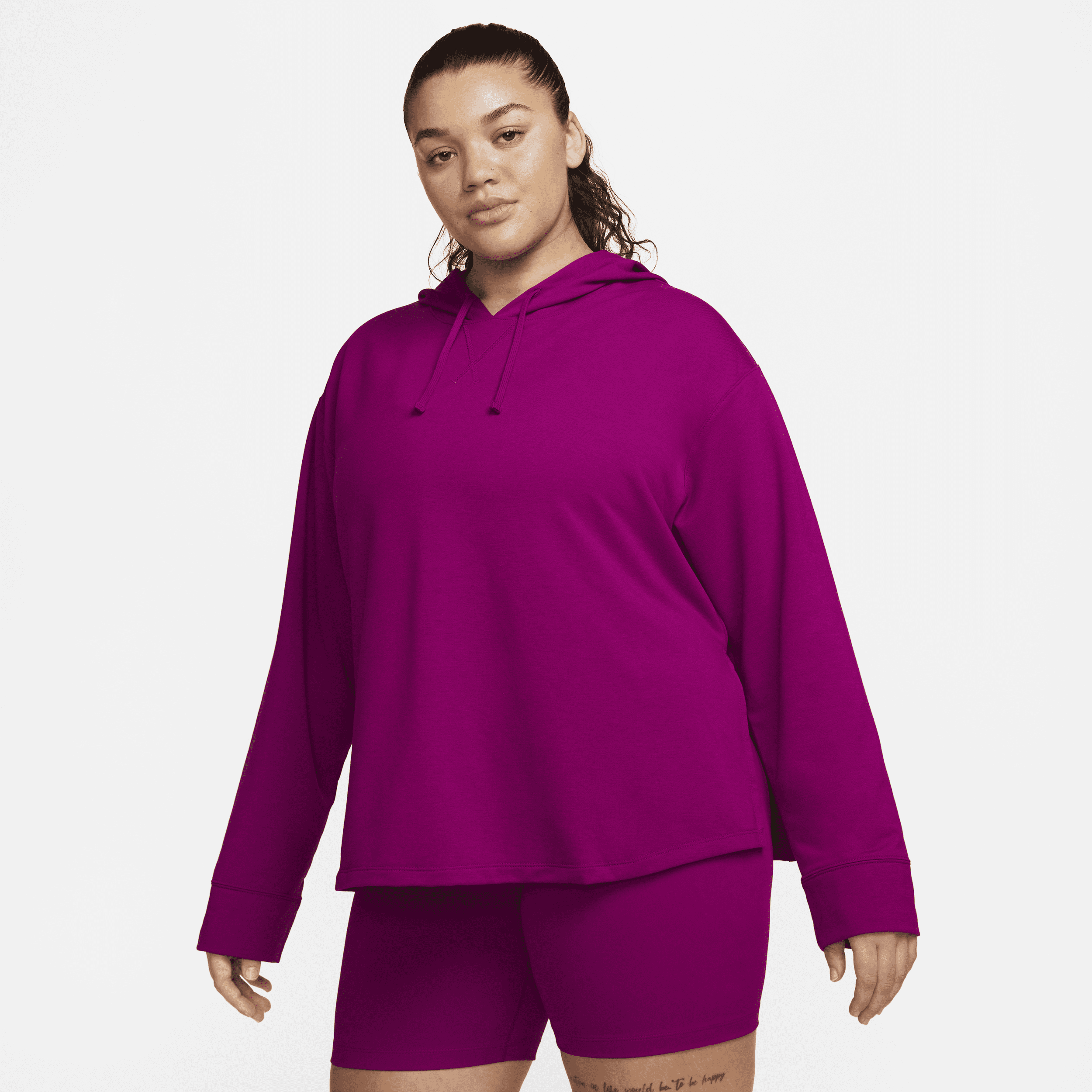Nike Women's  Yoga Dri-fit Fleece Hoodie (plus Size) In Purple