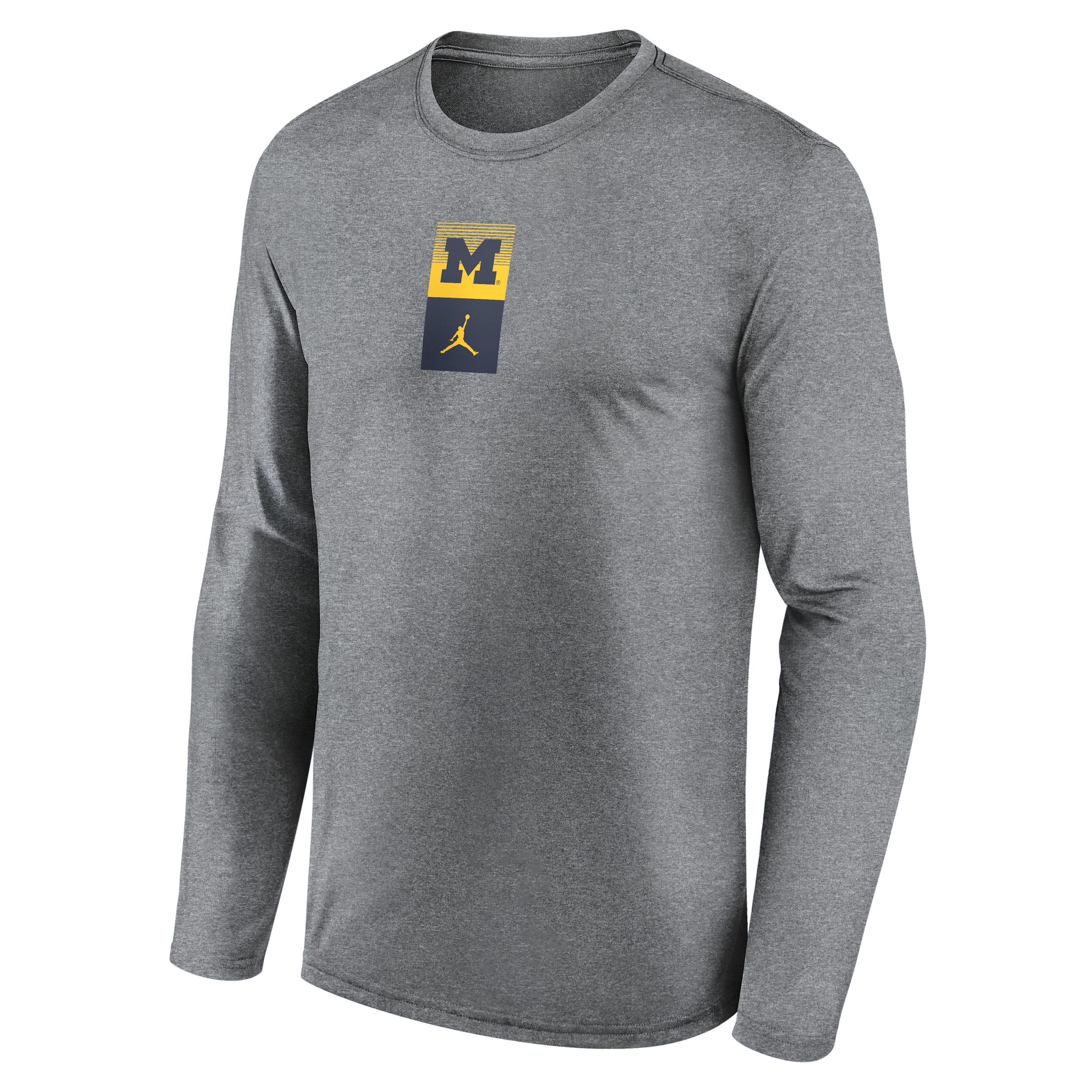 Men's Michigan Primetime Stack Legend Jordan Brand Dri-FIT College Long-Sleeve T-Shirt in Grey | NJGT06GMWN-5SR