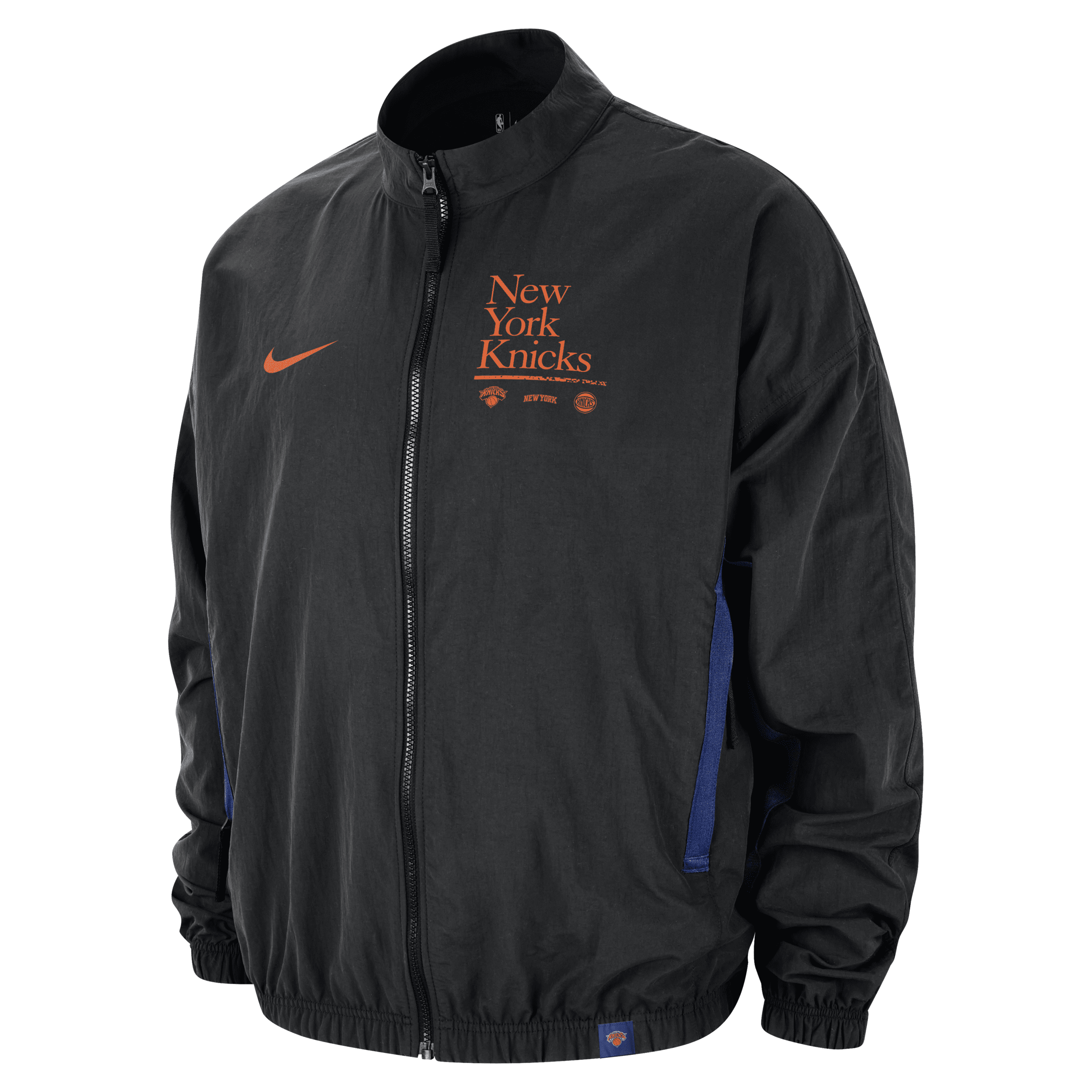 Shop Nike New York Knicks Dna Courtside  Men's Nba Woven Graphic Jacket In Black