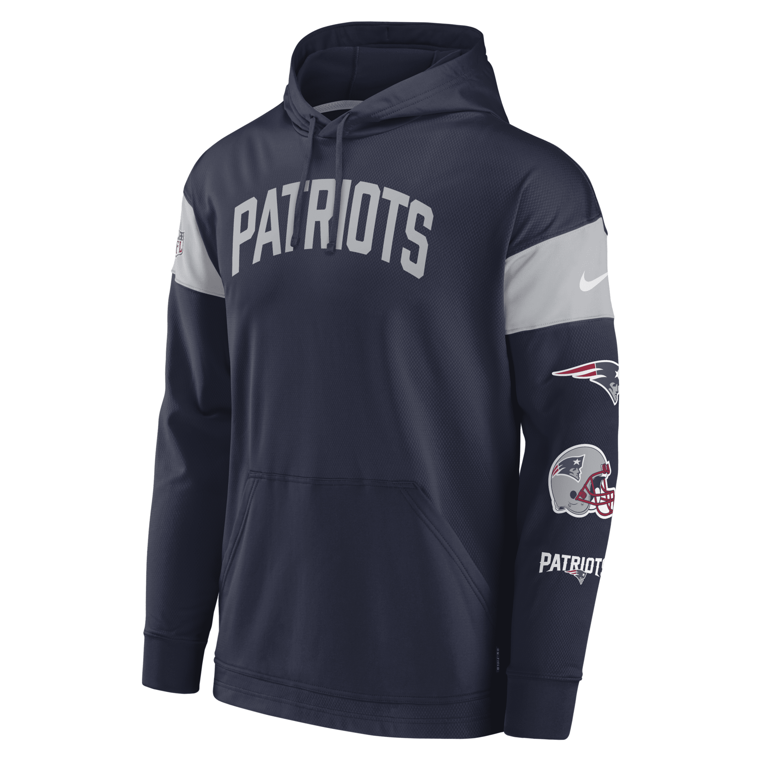 Shop Nike Men's Dri-fit Athletic Arch Jersey (nfl New England Patriots) Pullover Hoodie In Blue