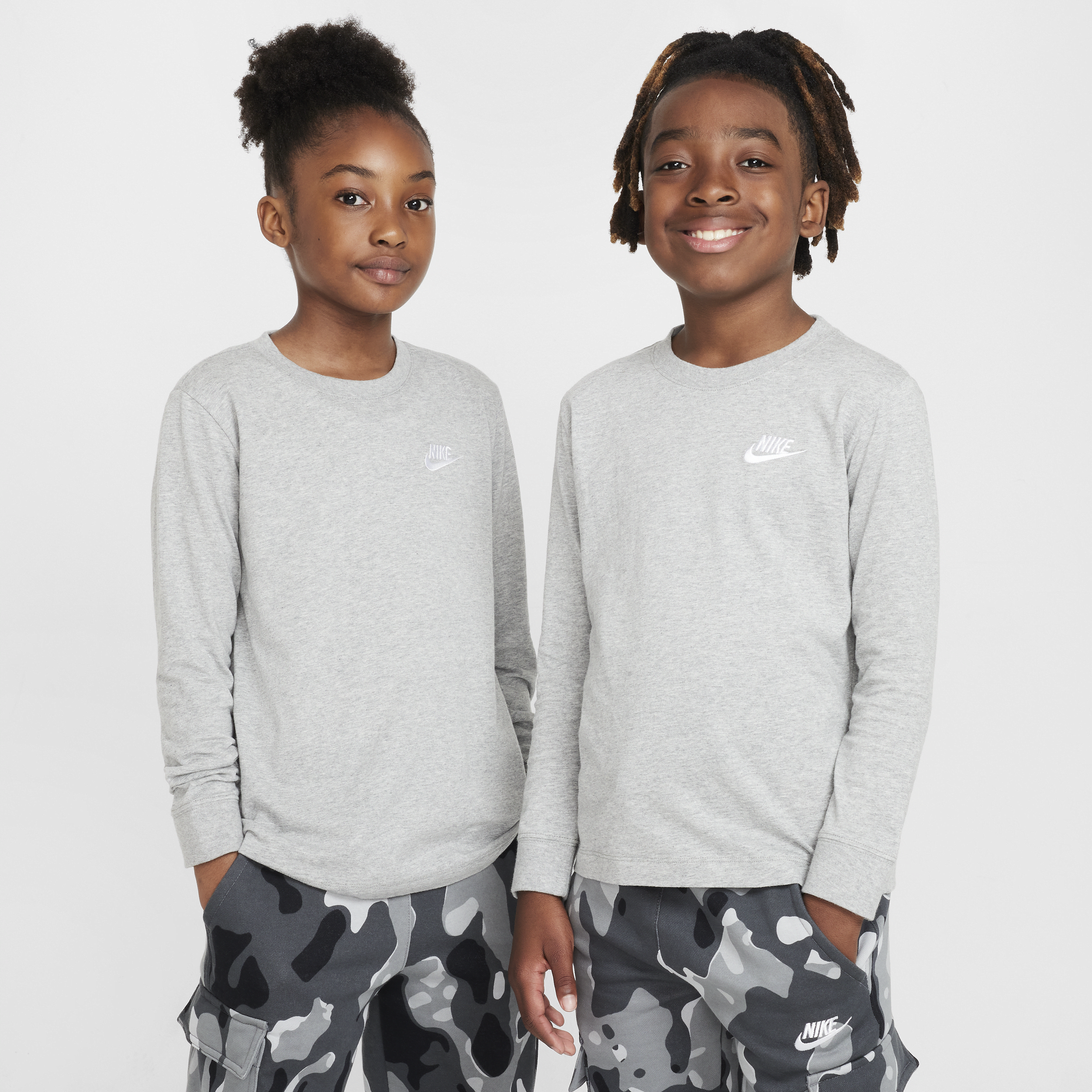 Nike Sportswear Big Kids' Long-Sleeve T-Shirt in Grey | FZ4946-063