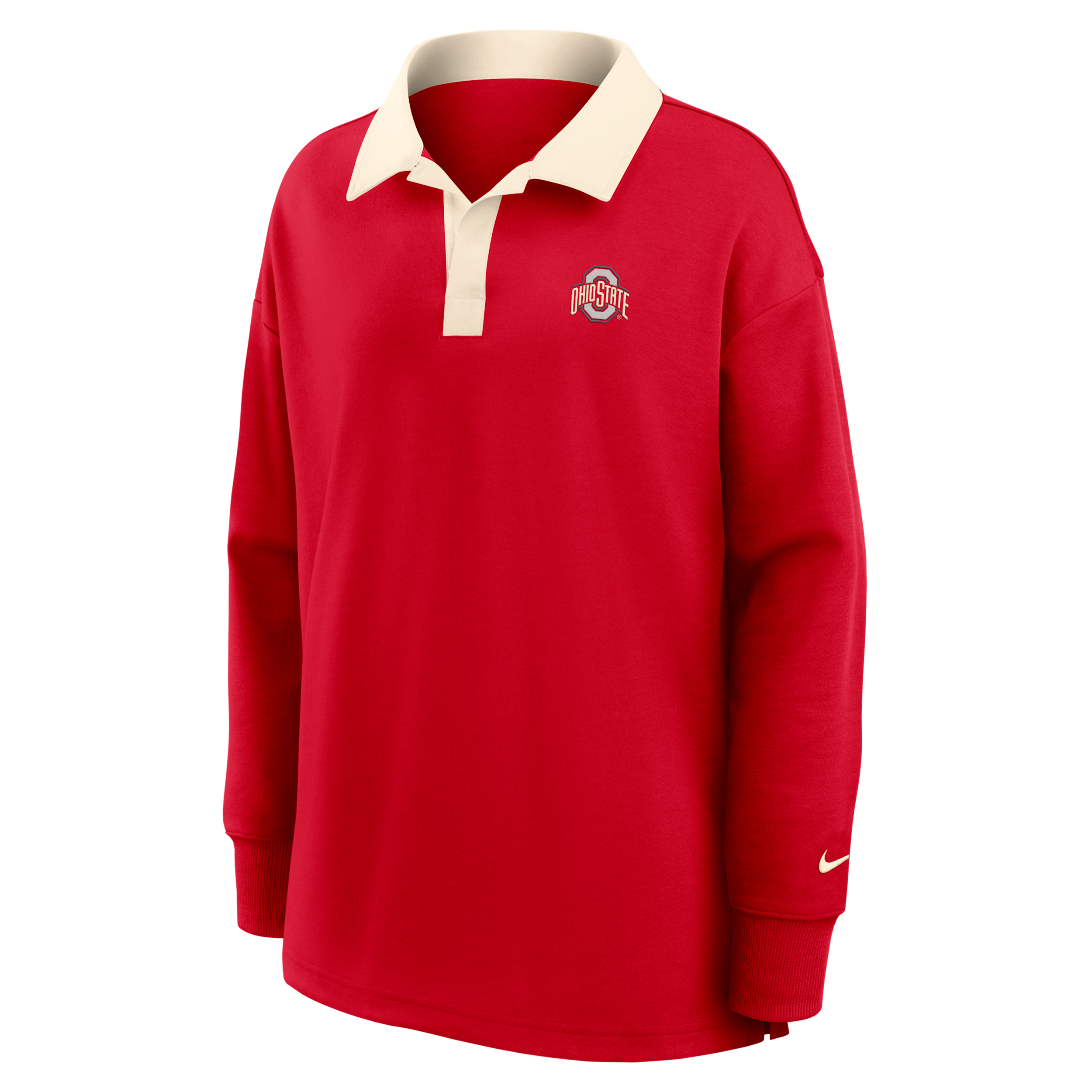 Ohio State Academic Nike Women's Dri-FIT Oversized Long-Sleeve Polo in Red | 050E0G2NOH-QG3