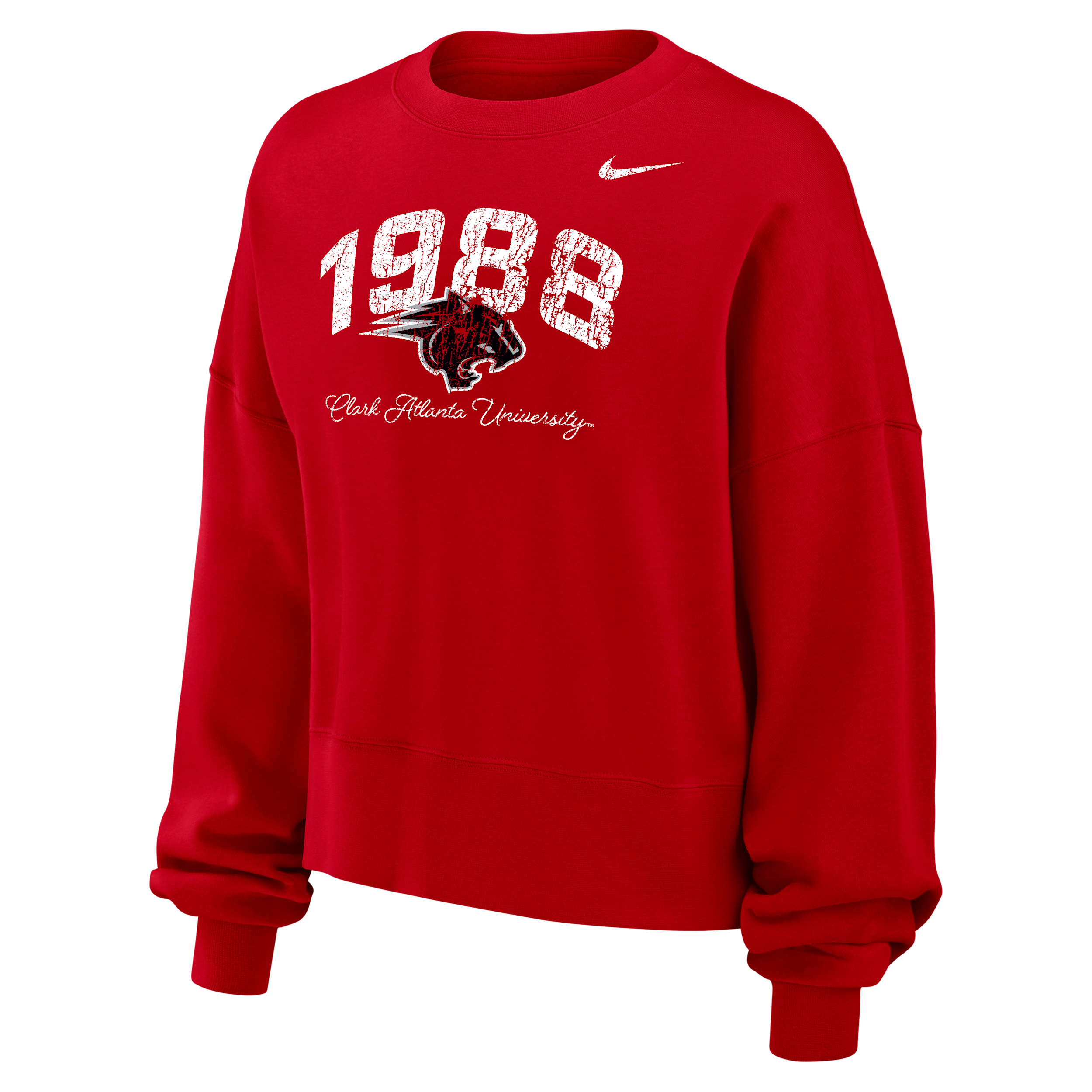 Jordan Women's  College Phoenix Fleece (clark Atlanta University) Crew-neck Sweatshirt In Red