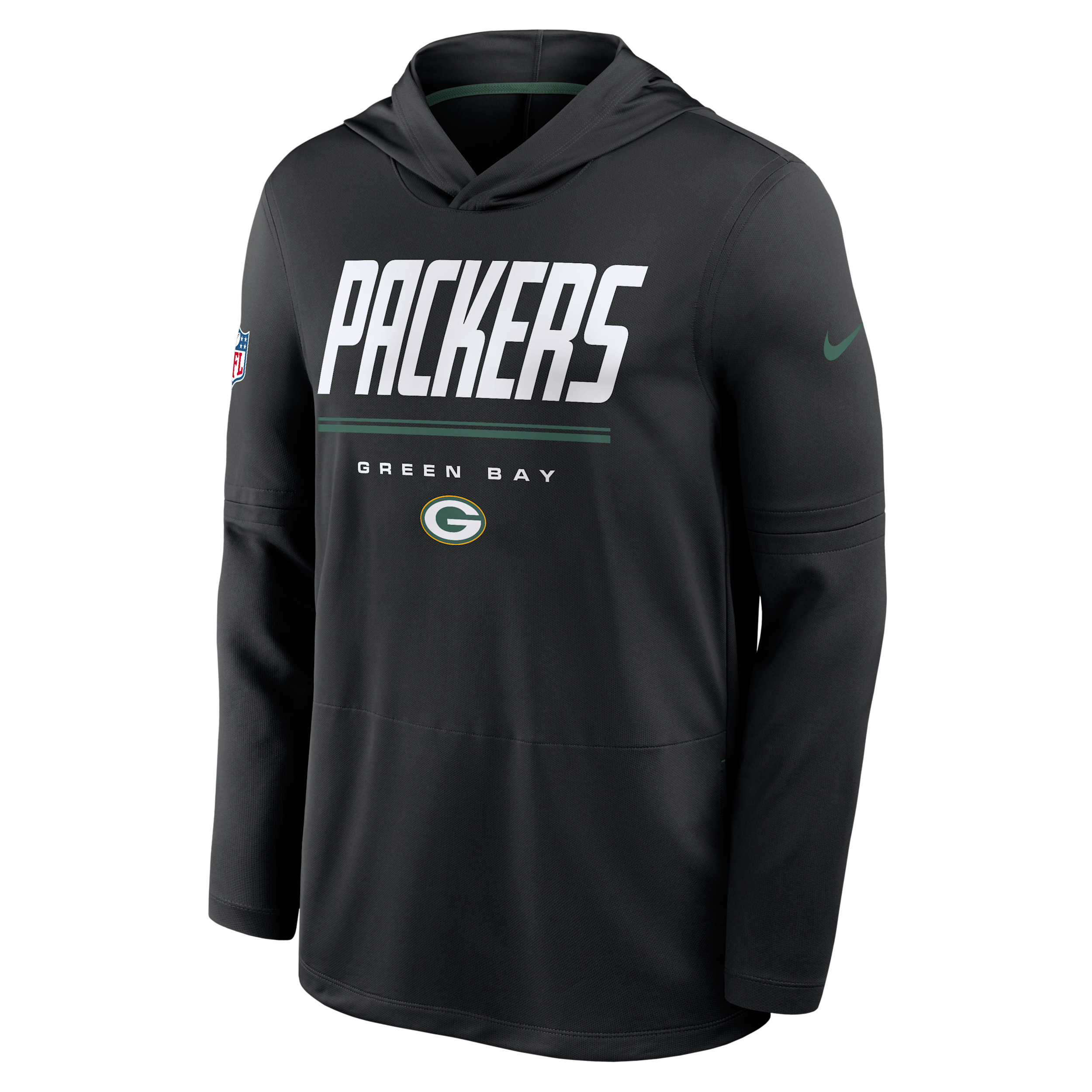 Green Bay Packers Sideline Nike Men's Dri-FIT NFL Long-Sleeve Hooded Top in Black | 03B901UV7T-TG4
