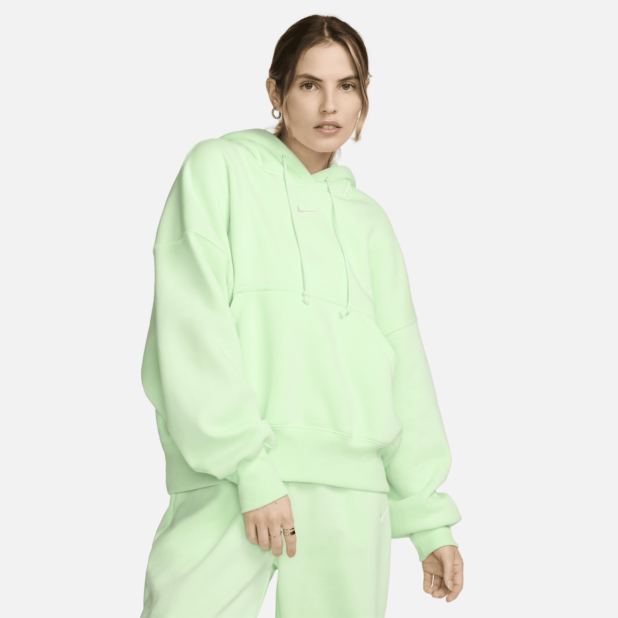 Shop Nike Women's  Sportswear Phoenix Fleece Over-oversized Pullover Hoodie In Green