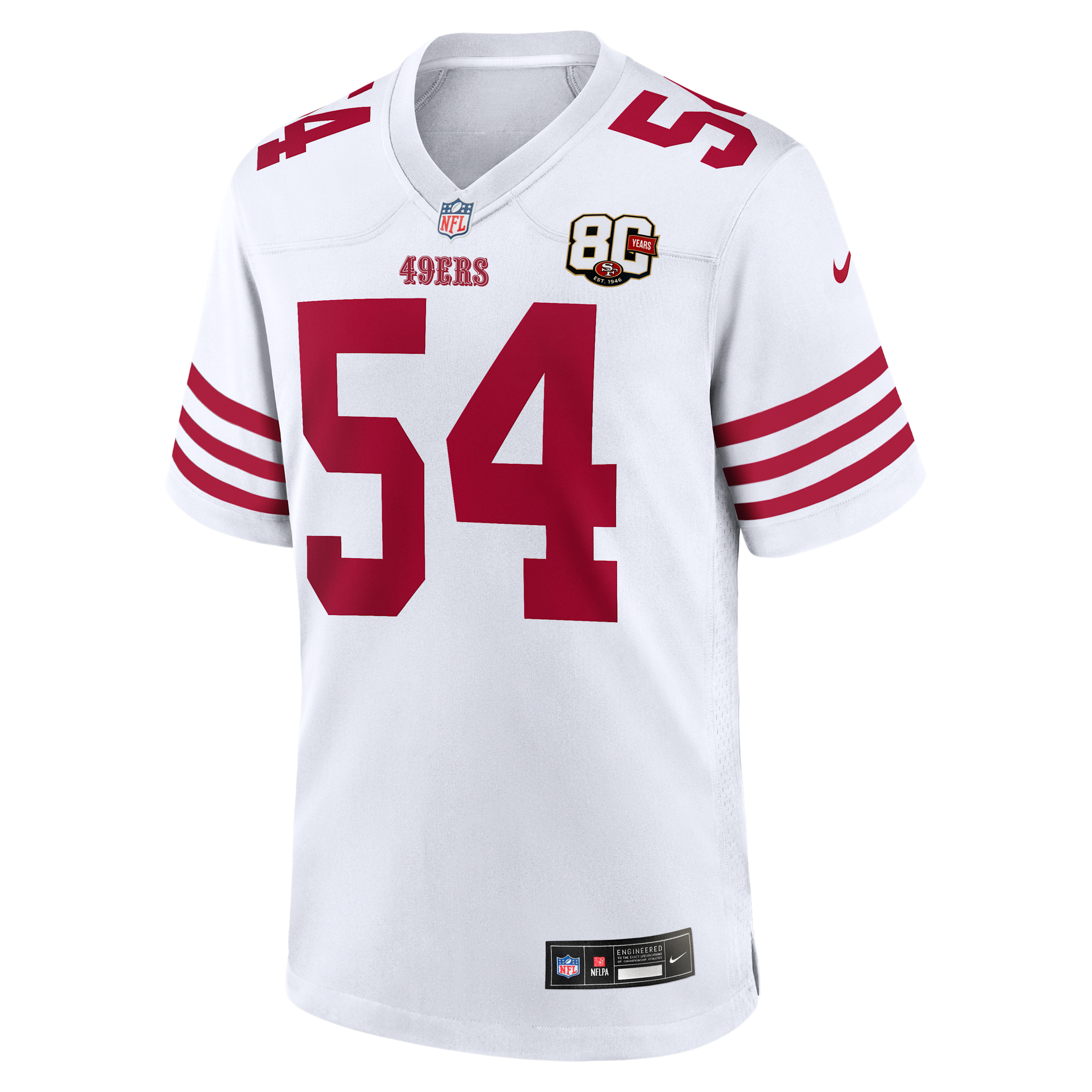 Fred Warner San Francisco 49ers 80th Anniversary Nike Men's NFL Game Jersey in White | 67NMSAGR9BF-KZJ