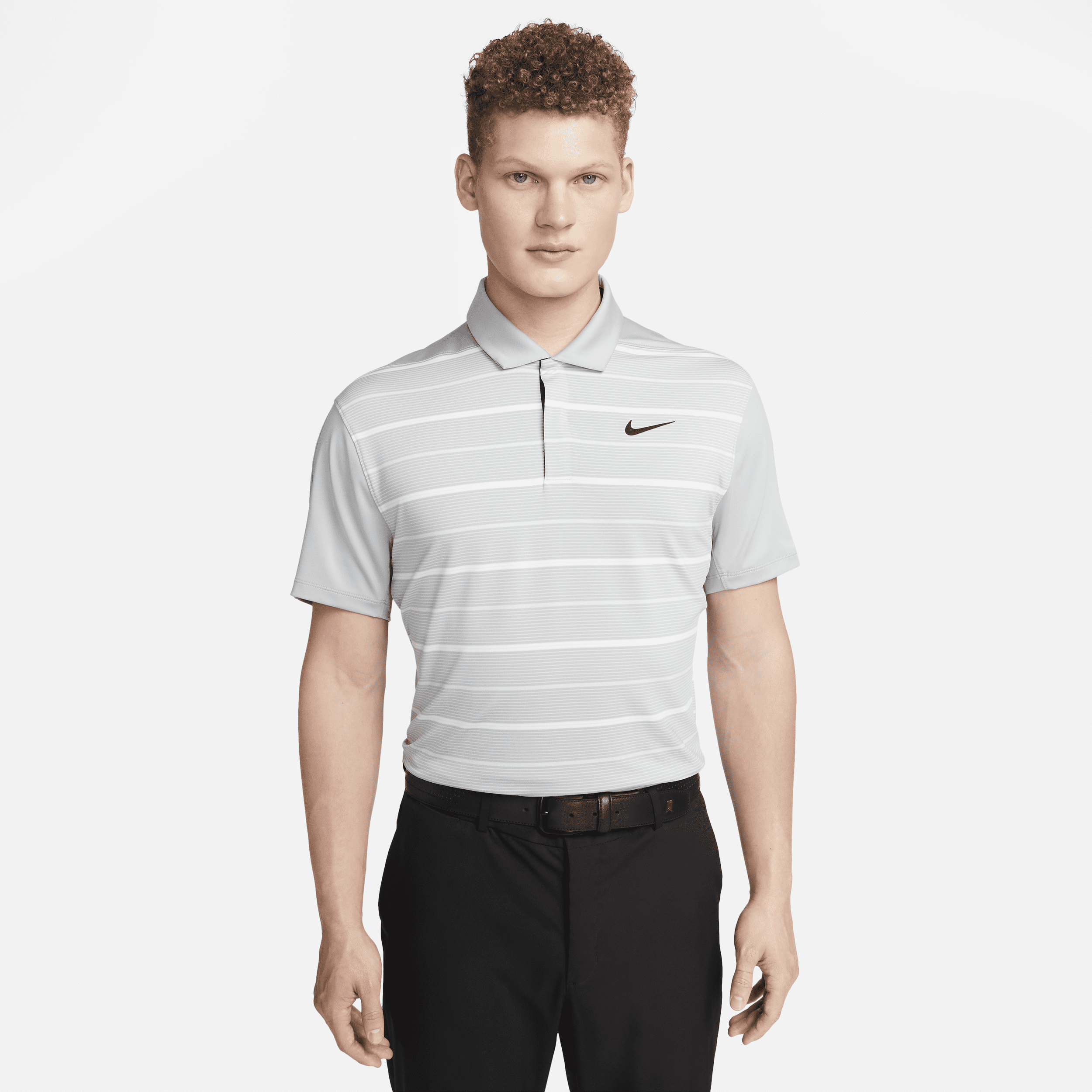 Nike Men's Dri-fit Tiger Woods Striped Golf Polo In Grey | ModeSens