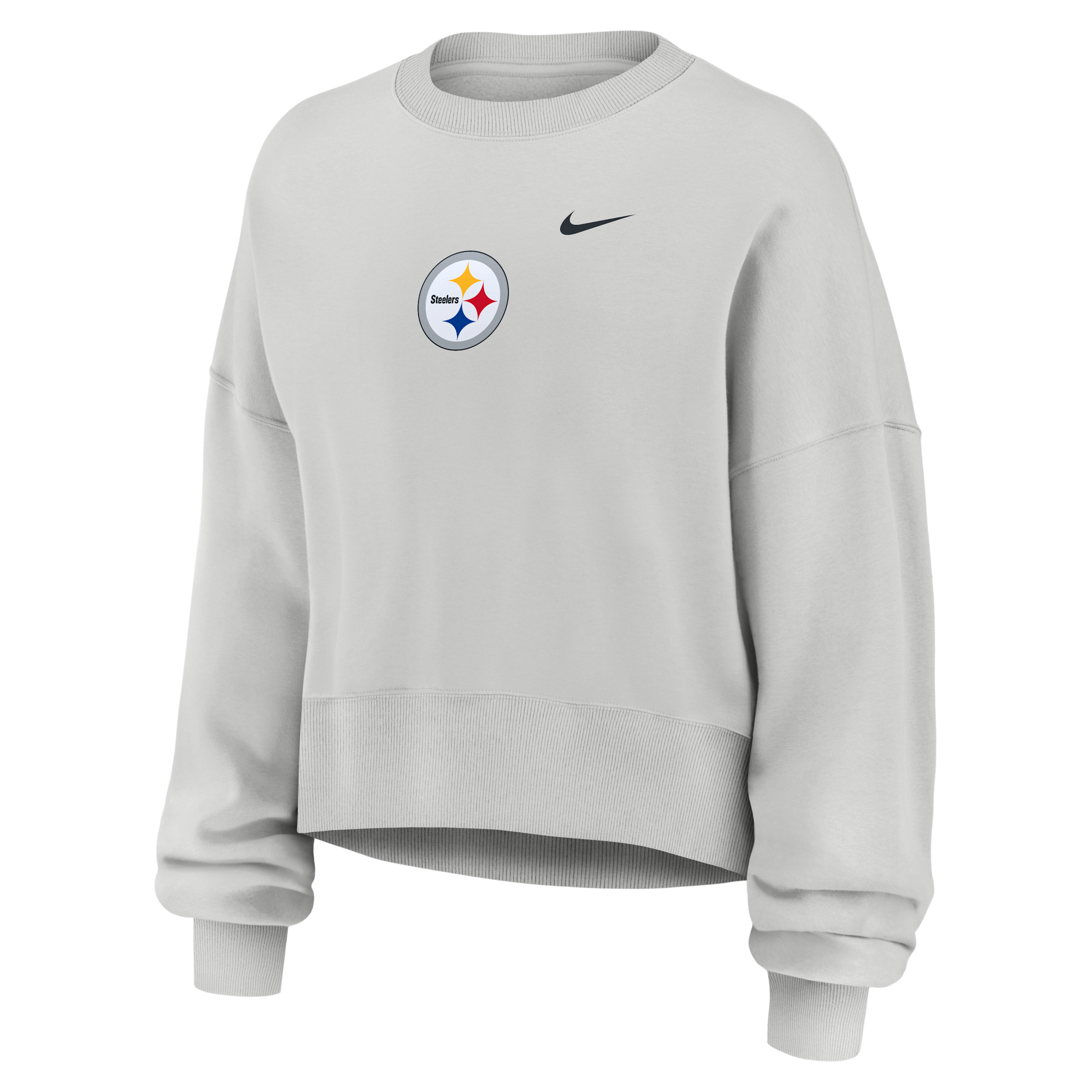 Pittsburgh Steelers Primetime Phoenix Nike Women's NFL Oversized Pullover Crew in Grey | 01D70BB7L-CSV
