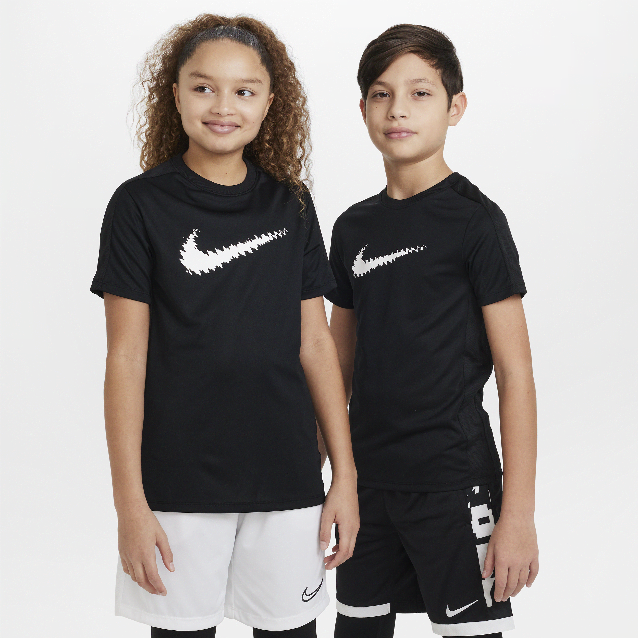 Nike Dri-fit Trophy Big Kids' Graphic Short-sleeve Training Top In Black