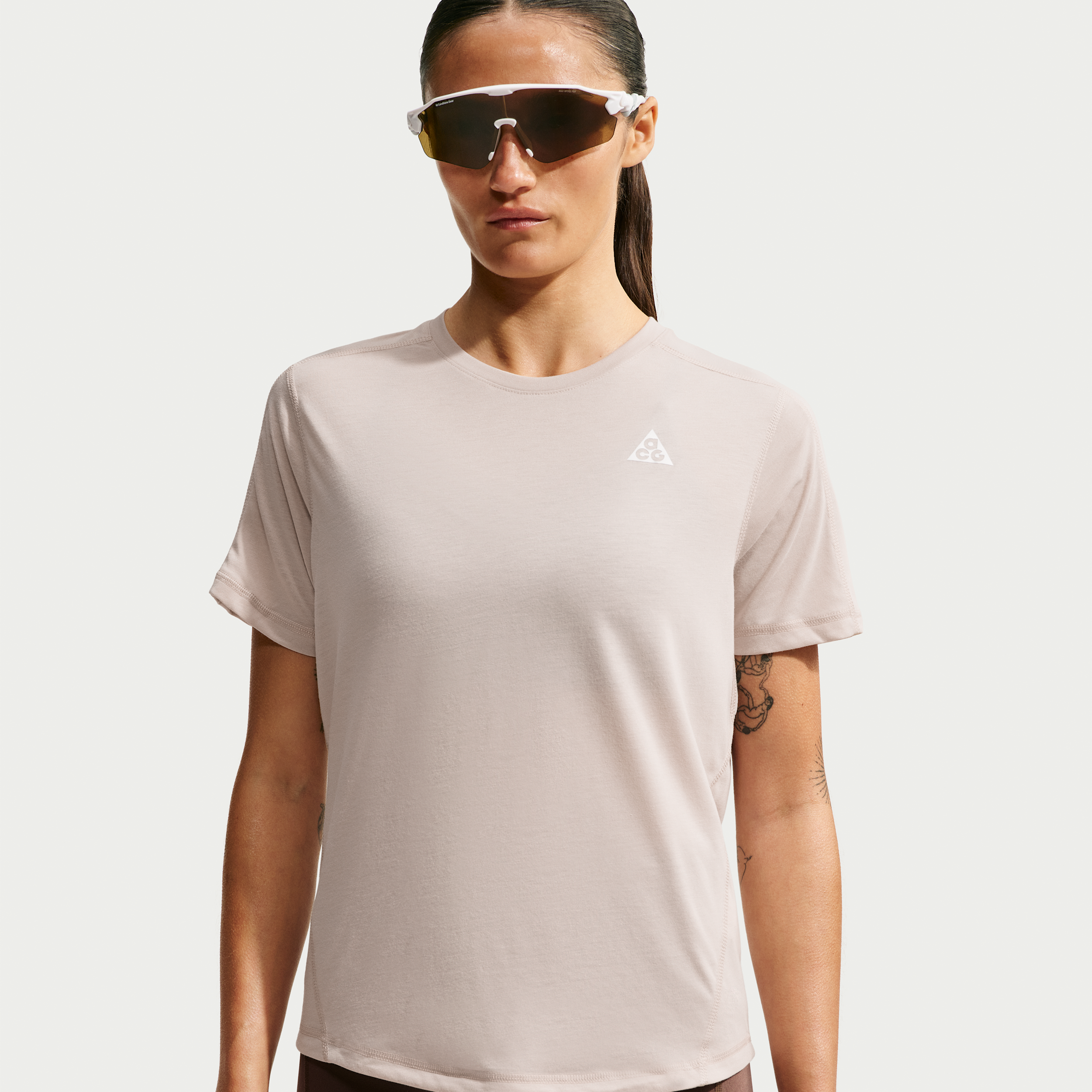Women's Nike ACG Dri-FIT Short-Sleeve Trail Running Top in Brown | IO9650-236