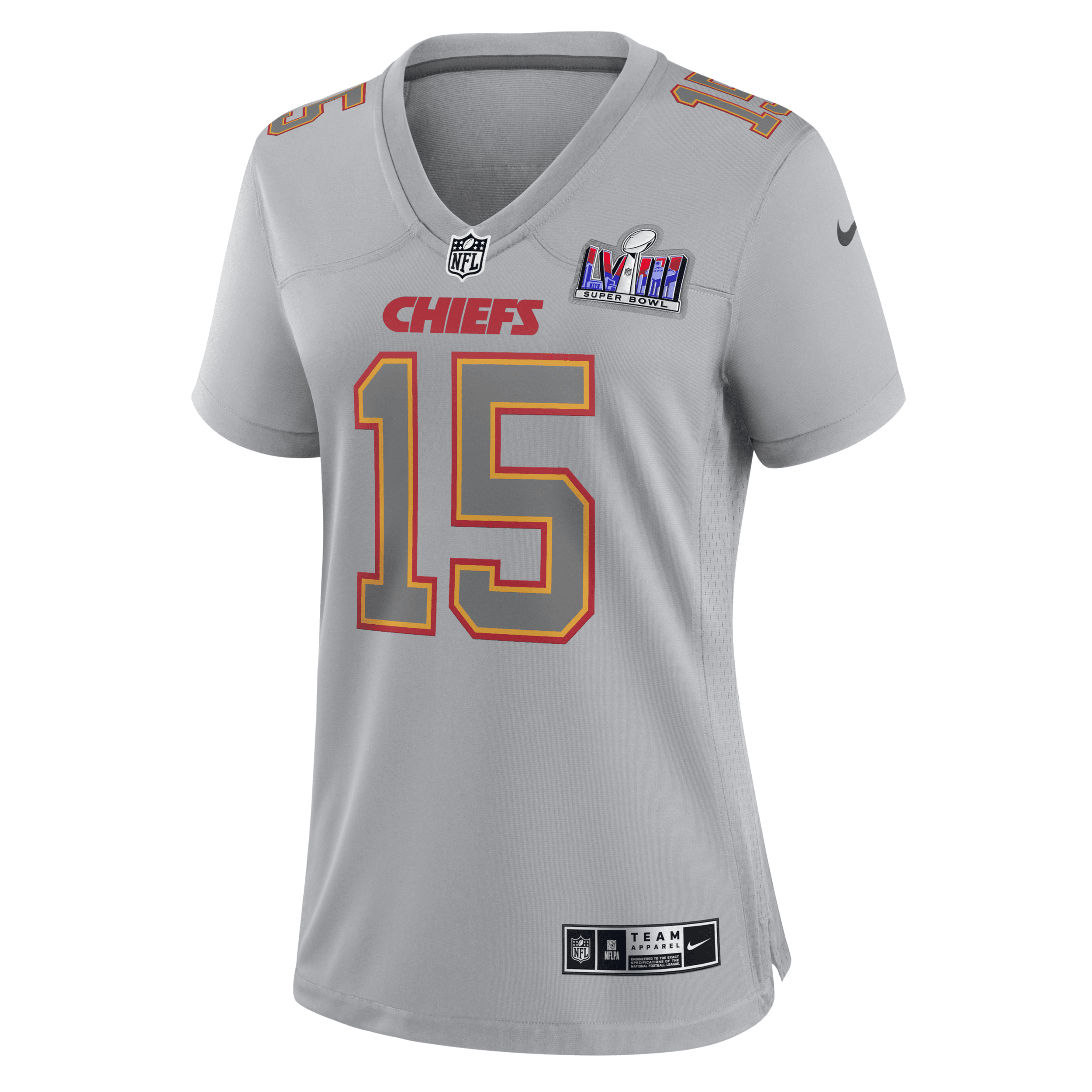 Shop Nike Patrick Mahomes Kansas City Chiefs Super Bowl Lviii  Women's Nfl Atmosphere Game Jersey In Grey