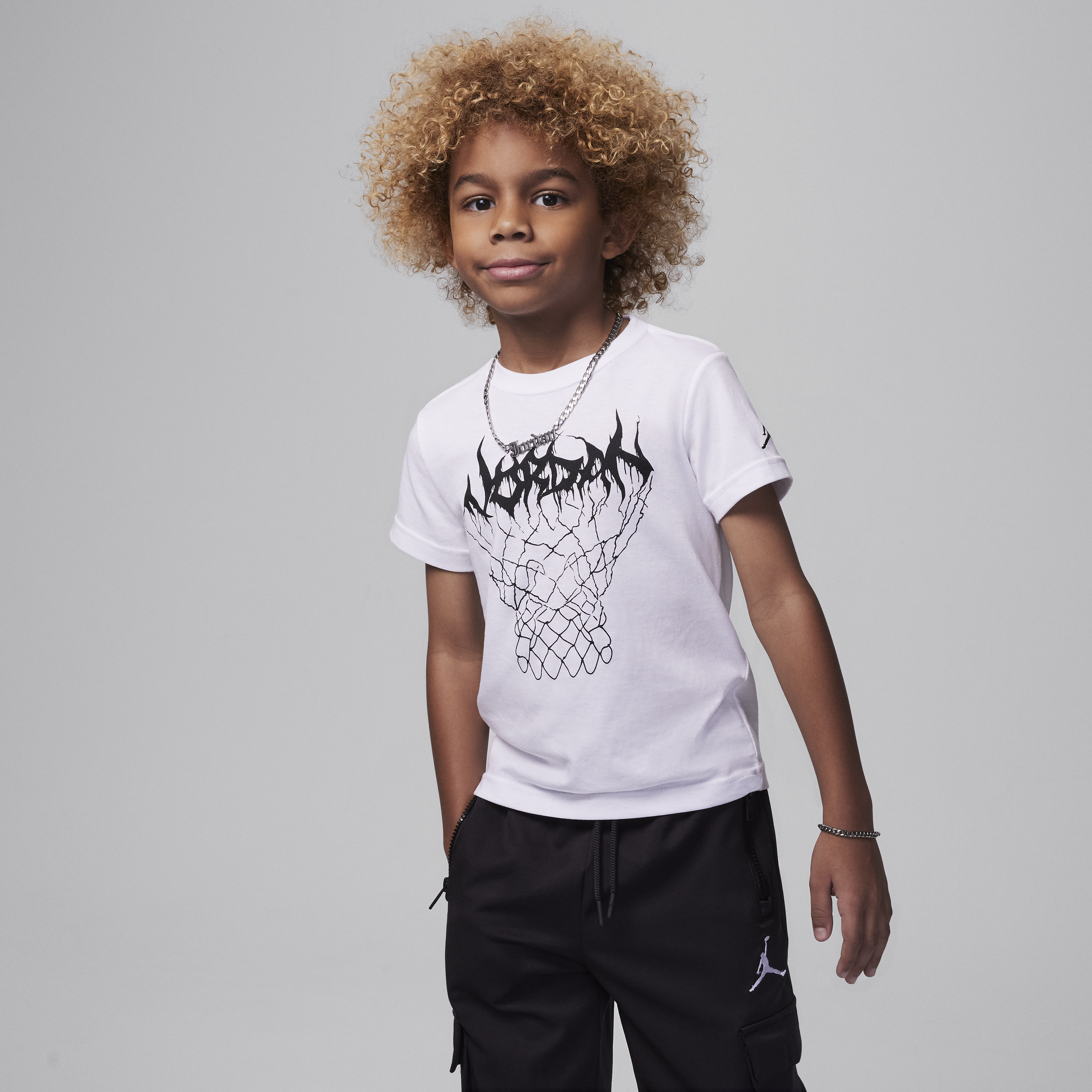 Jordan Dri-fit Mj Sport Little Kids' Graphic T-shirt In White