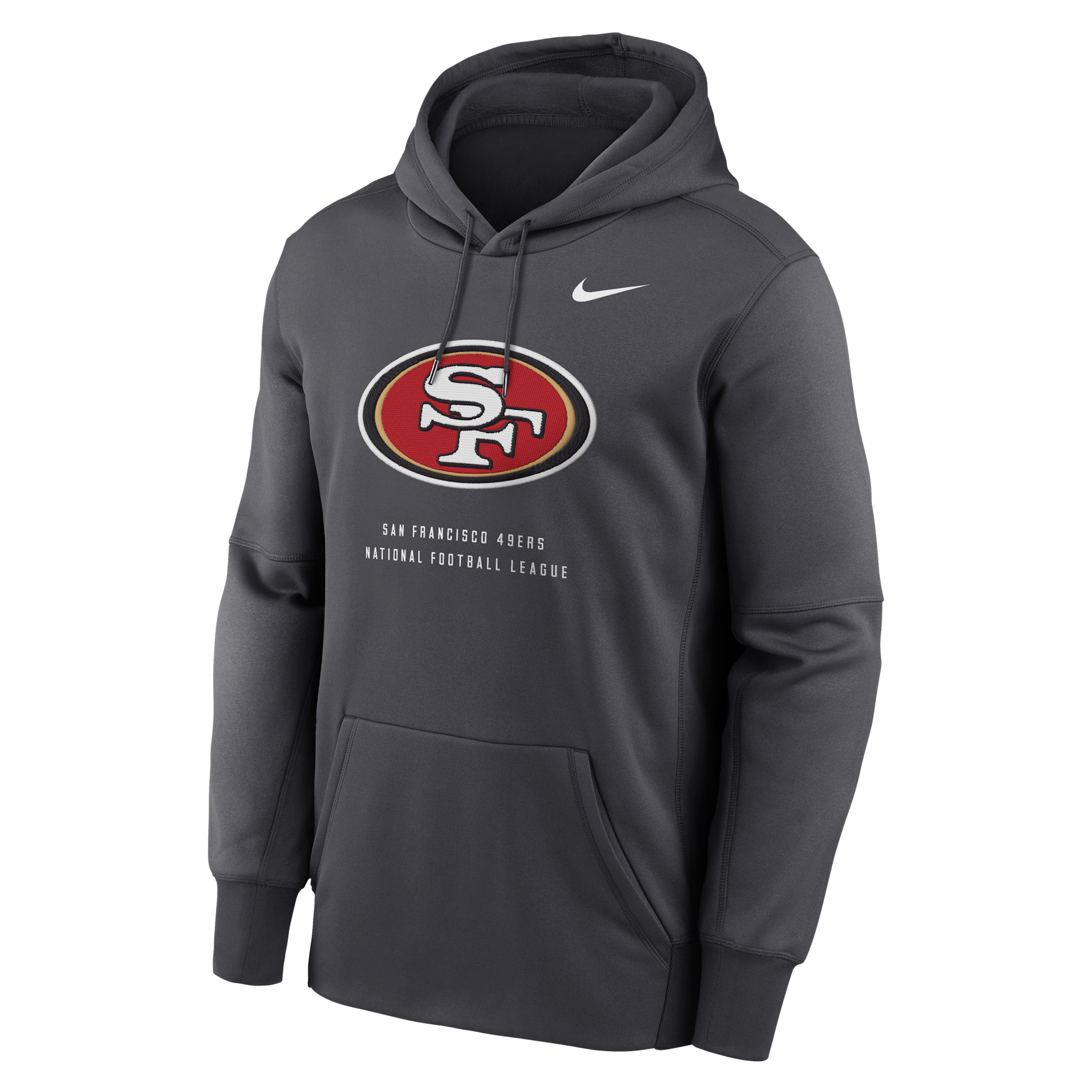 Men's San Francisco 49ers Nike Therma NFL Pullover Hoodie in Grey | NKAQ06F9B-R7Q