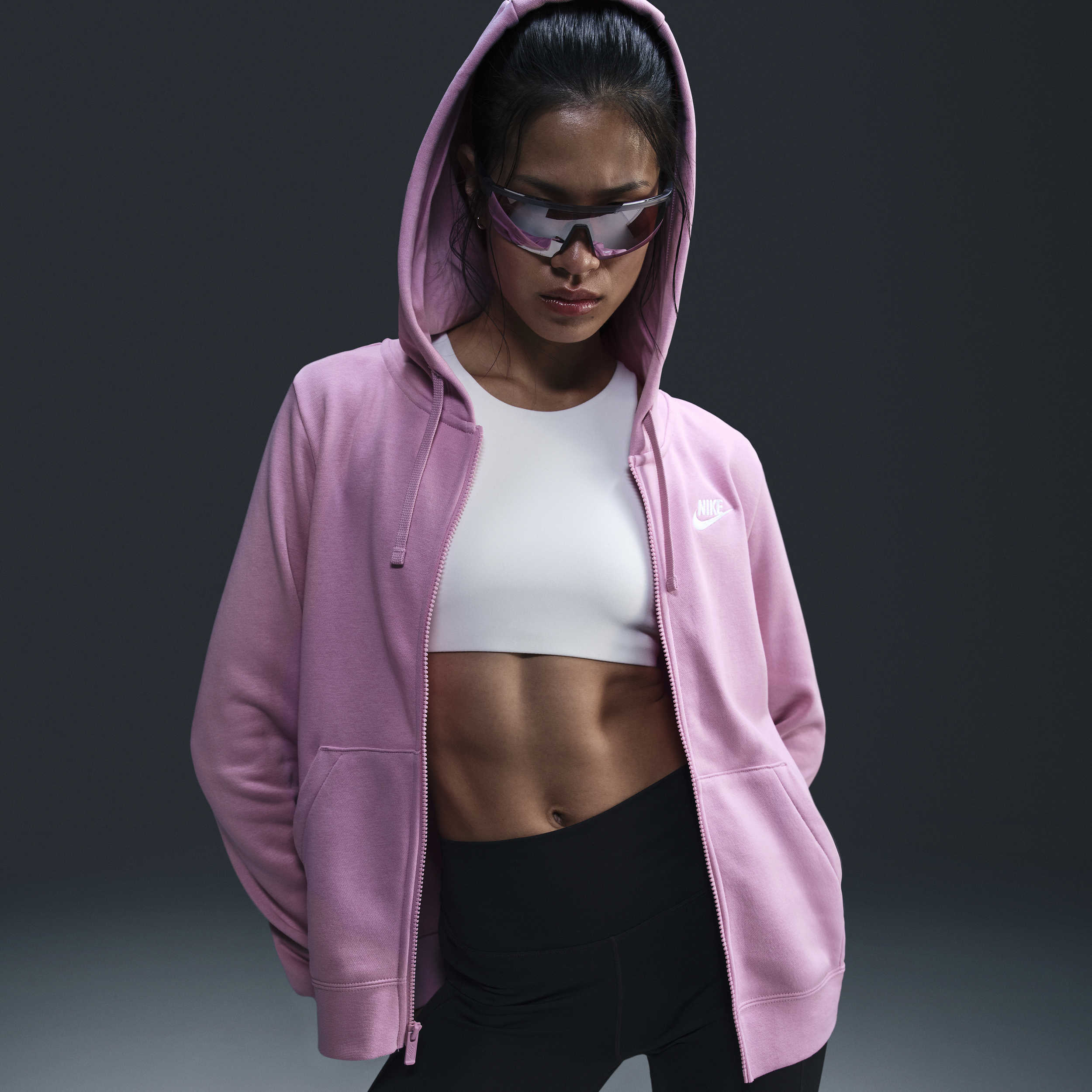 Nike Women's Sportswear Club Fleece Full-zip Hoodie In Pink