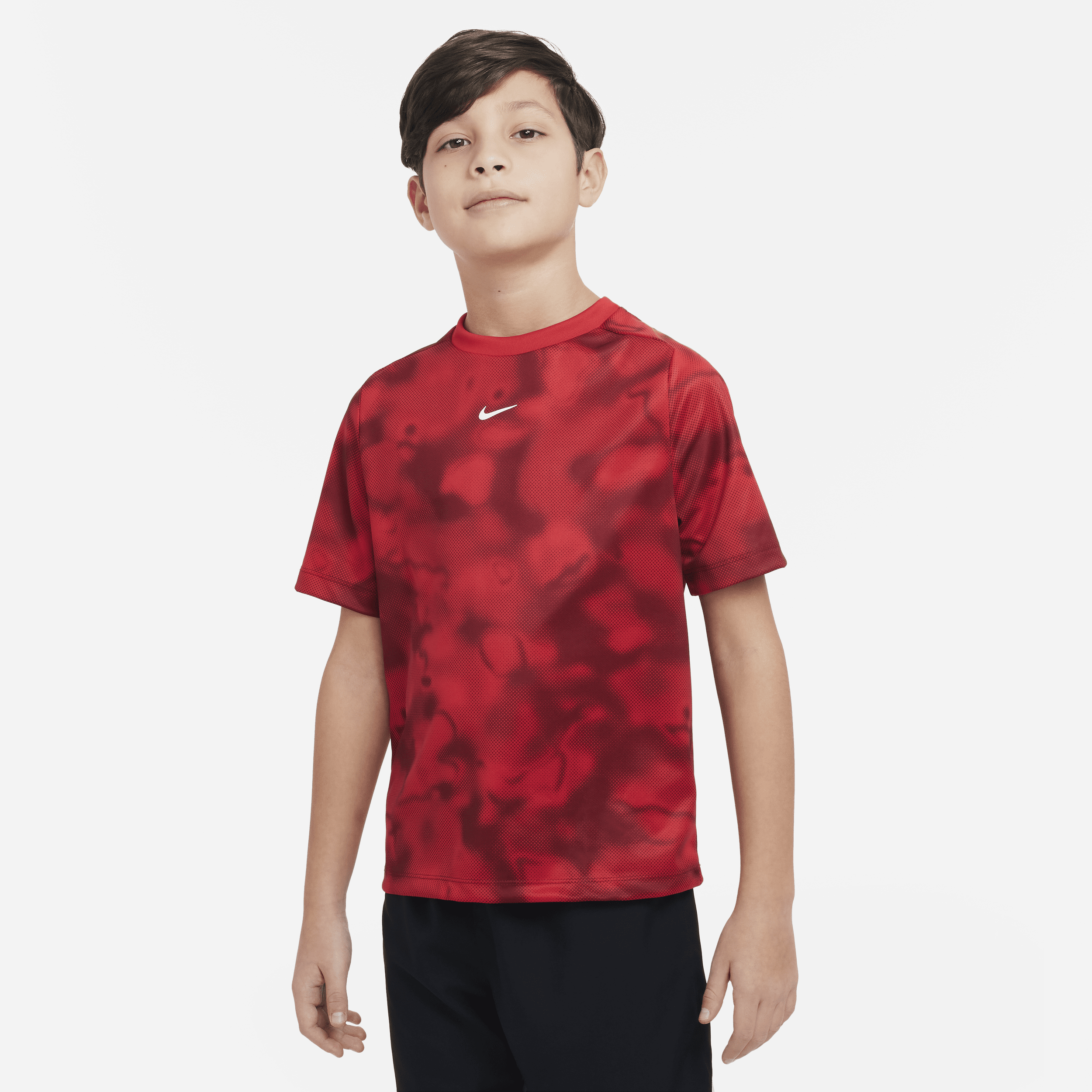 Nike Dri-fit Multi+ Big Kids' (boys') Printed Training Top In Red
