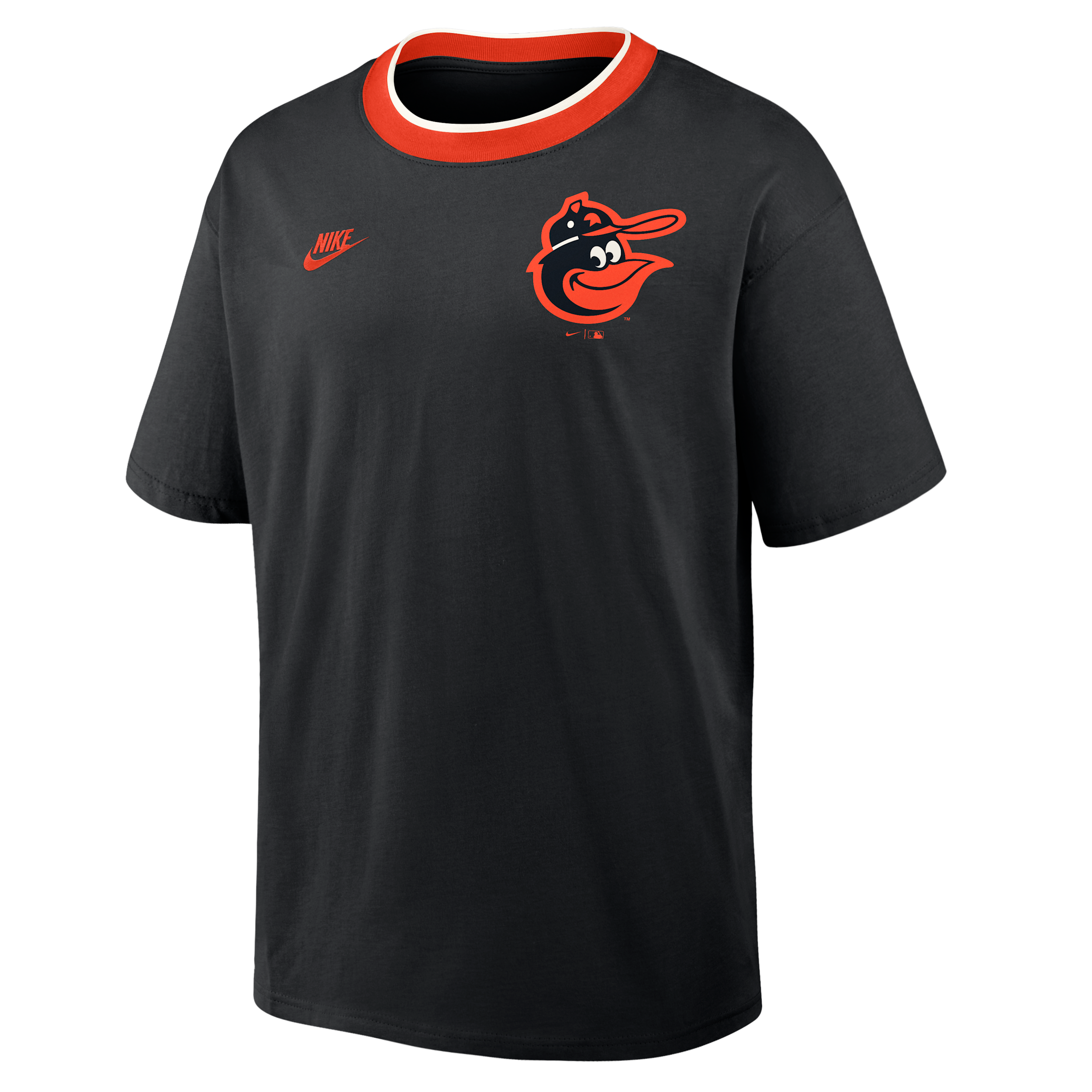 Baltimore Orioles Cooperstown Ringer Nike Men's MLB T-Shirt in Black | 045Q0H69BBI-N3R