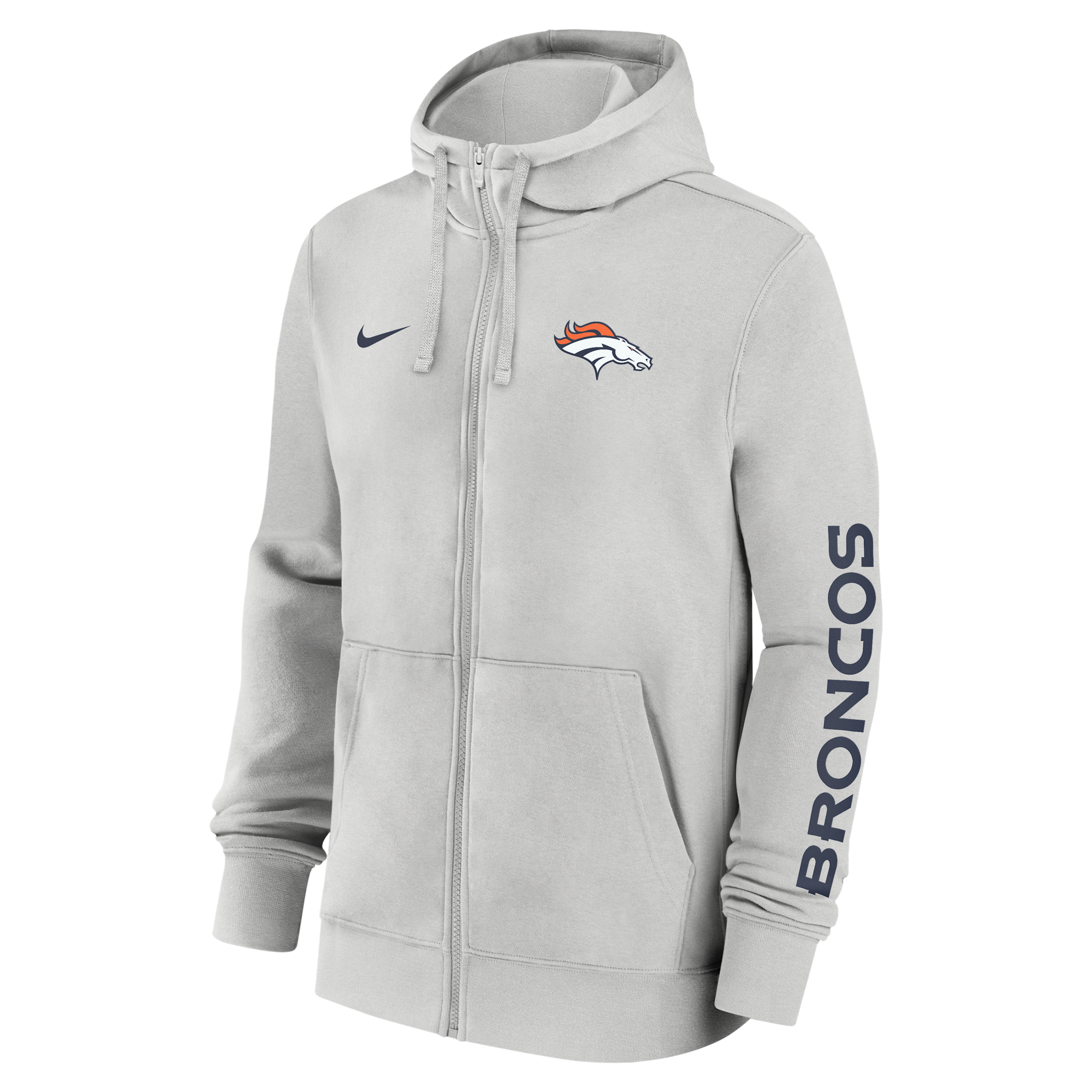 Denver Broncos Club Nike Men's NFL Full-Zip Hoodie in Grey | 01NC0BB8W-1LR