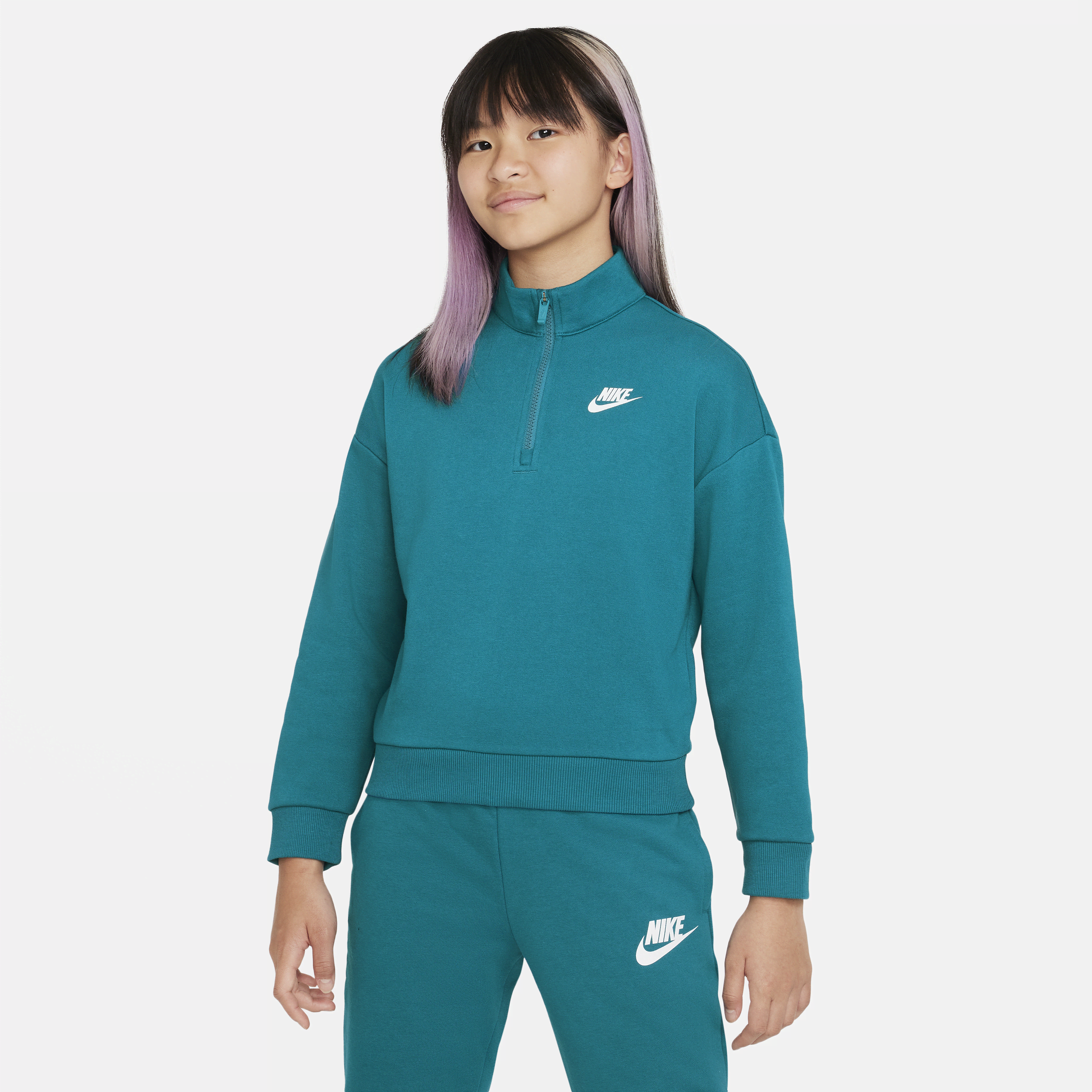Nike Sportswear Club Fleece Big Kids' (girls') 1/2-zip Top In Blue