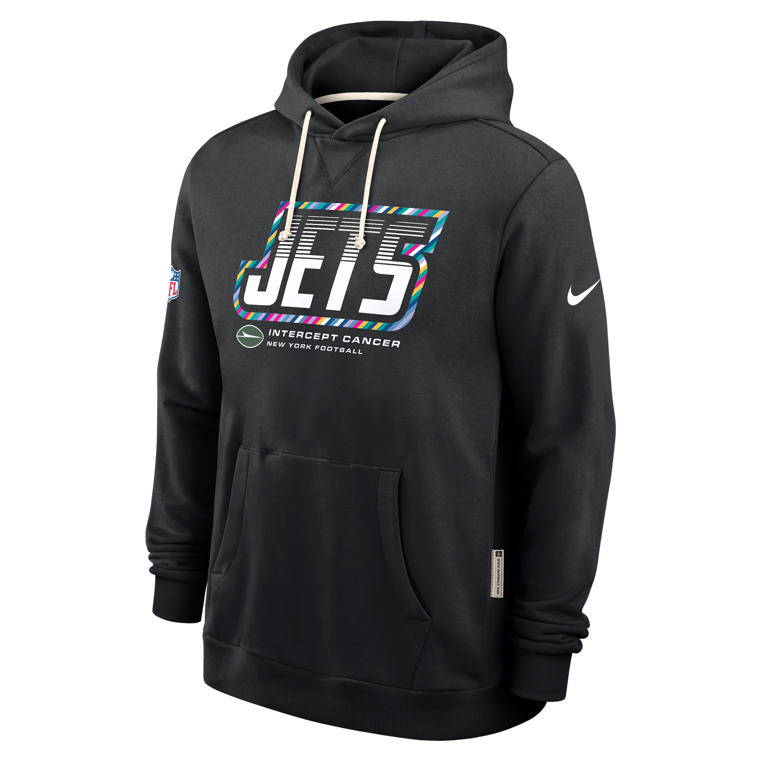 New York Jets Crucial Catch Sideline Standard Issue Nike Men's Dri-FIT NFL Pullover Hoodie in Black | 03AZ00AZUP-F9R