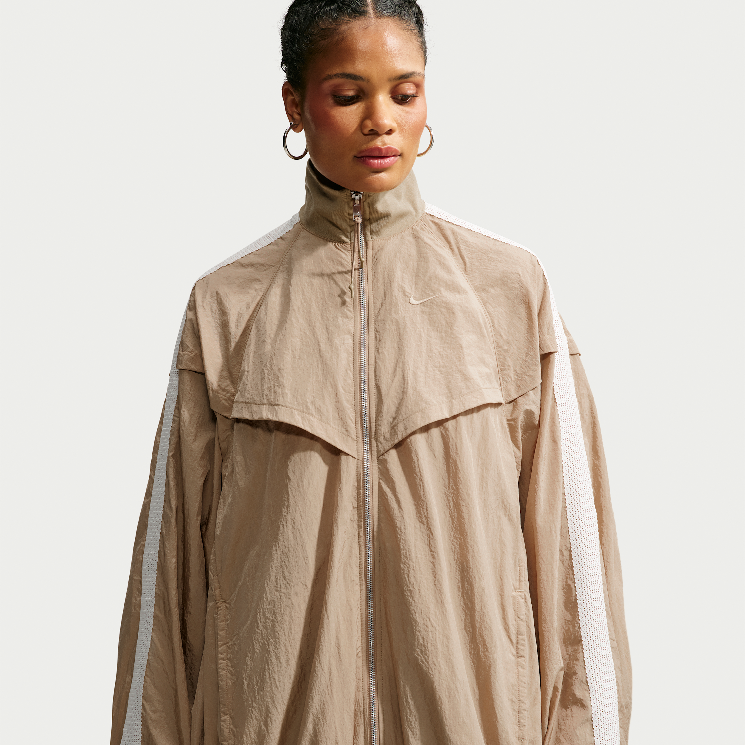 Nike Women's  Sportswear Oversized Balloon Track Jacket In Brown